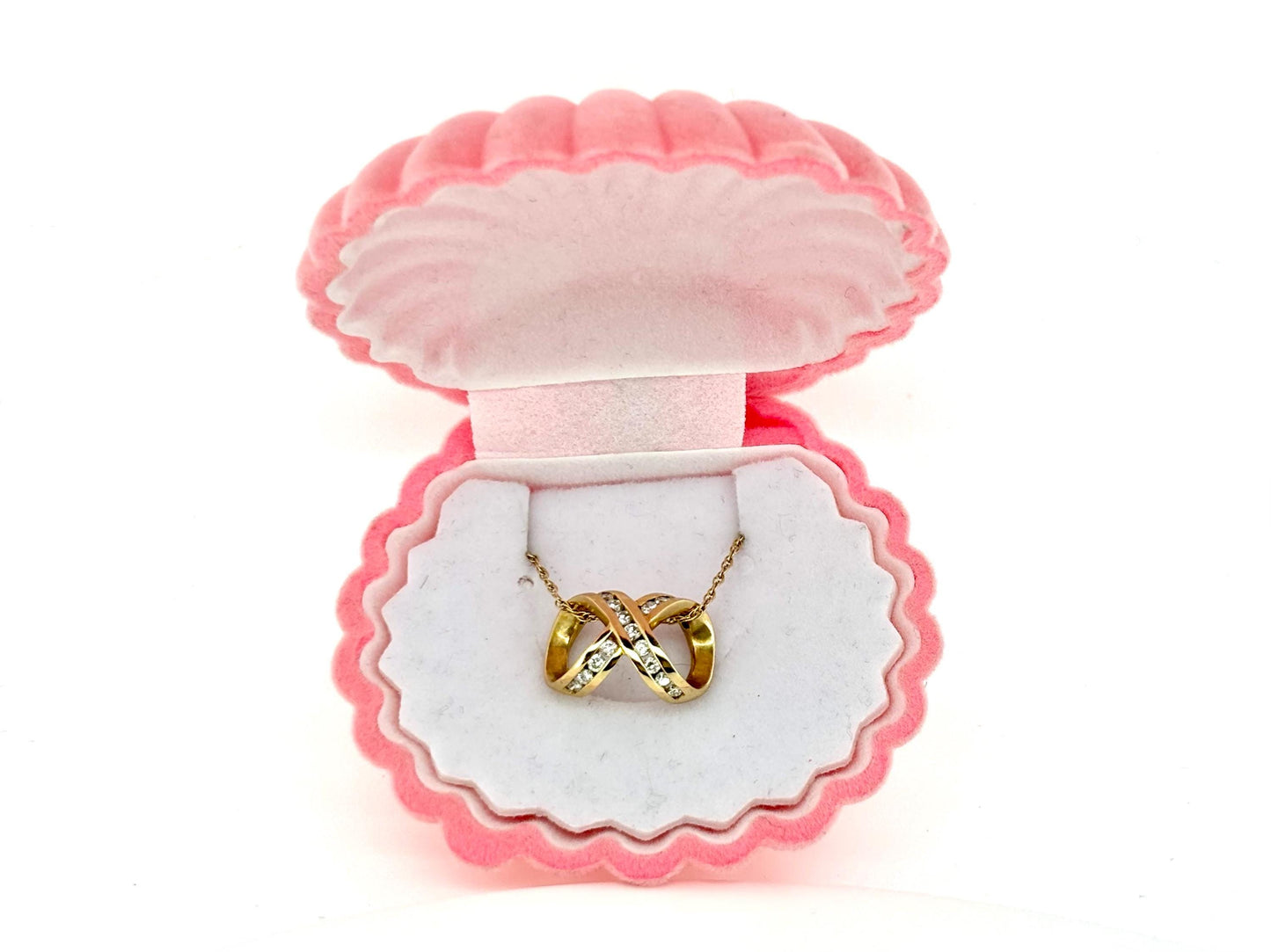 14K Yellow Gold Diamond Infinity Pendant, Diamond Necklace, Dainty Gold Charm,Elegant Infinity Necklace Birthday Gift for Her