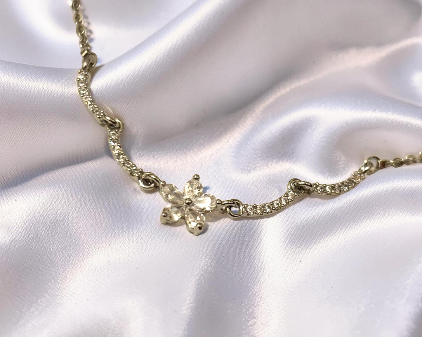 Gold Flower Necklace – Dainty Floral Pendant With Cubic Zirconia Stone