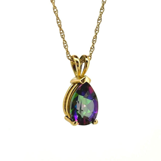 Island Light Mystic Topaz Pendant – 14k Solid Gold Necklace