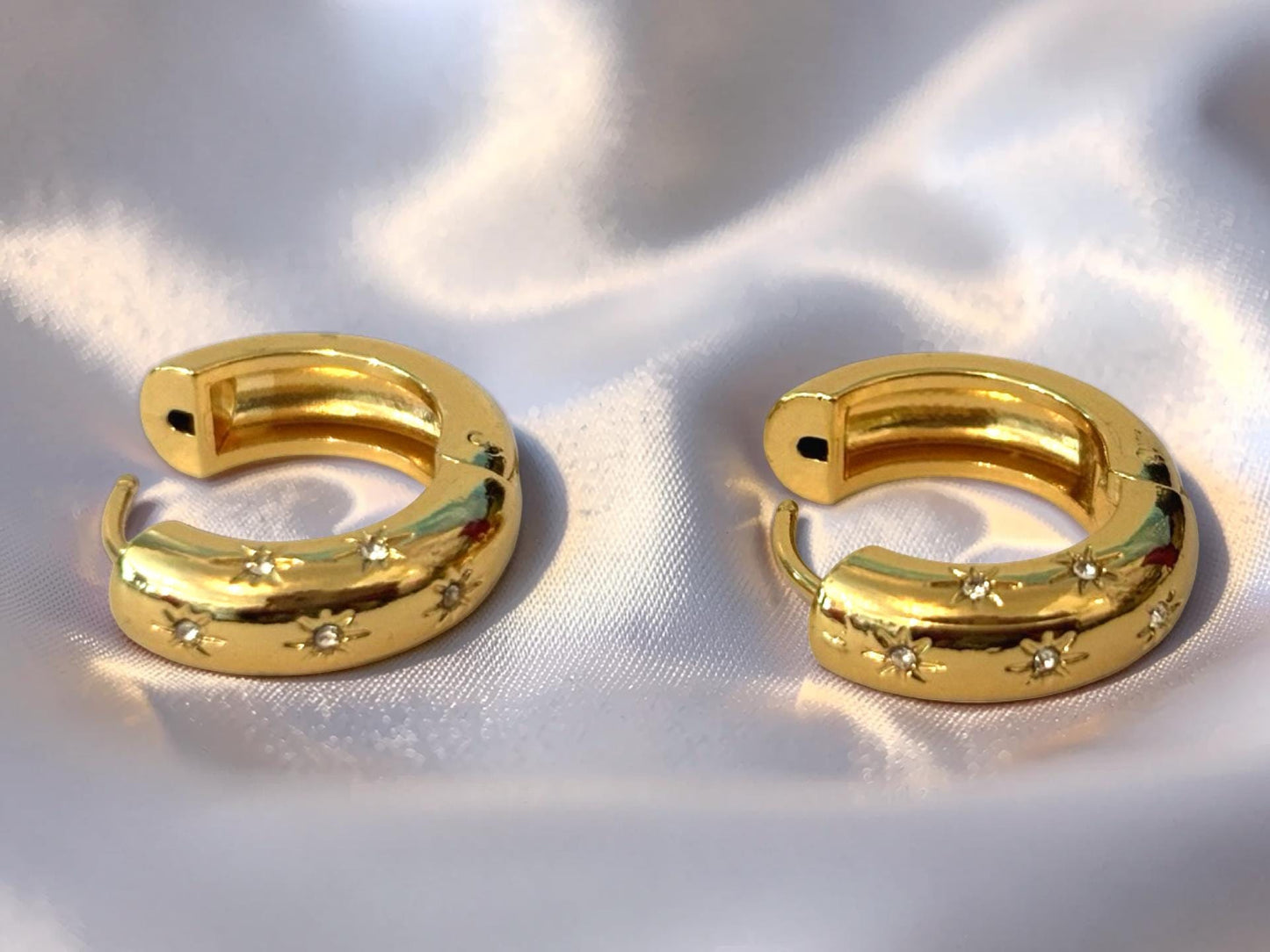North Star Hoop Earrings – 14K Gold Plated Stainless Steel | Stackable Gold Earrings