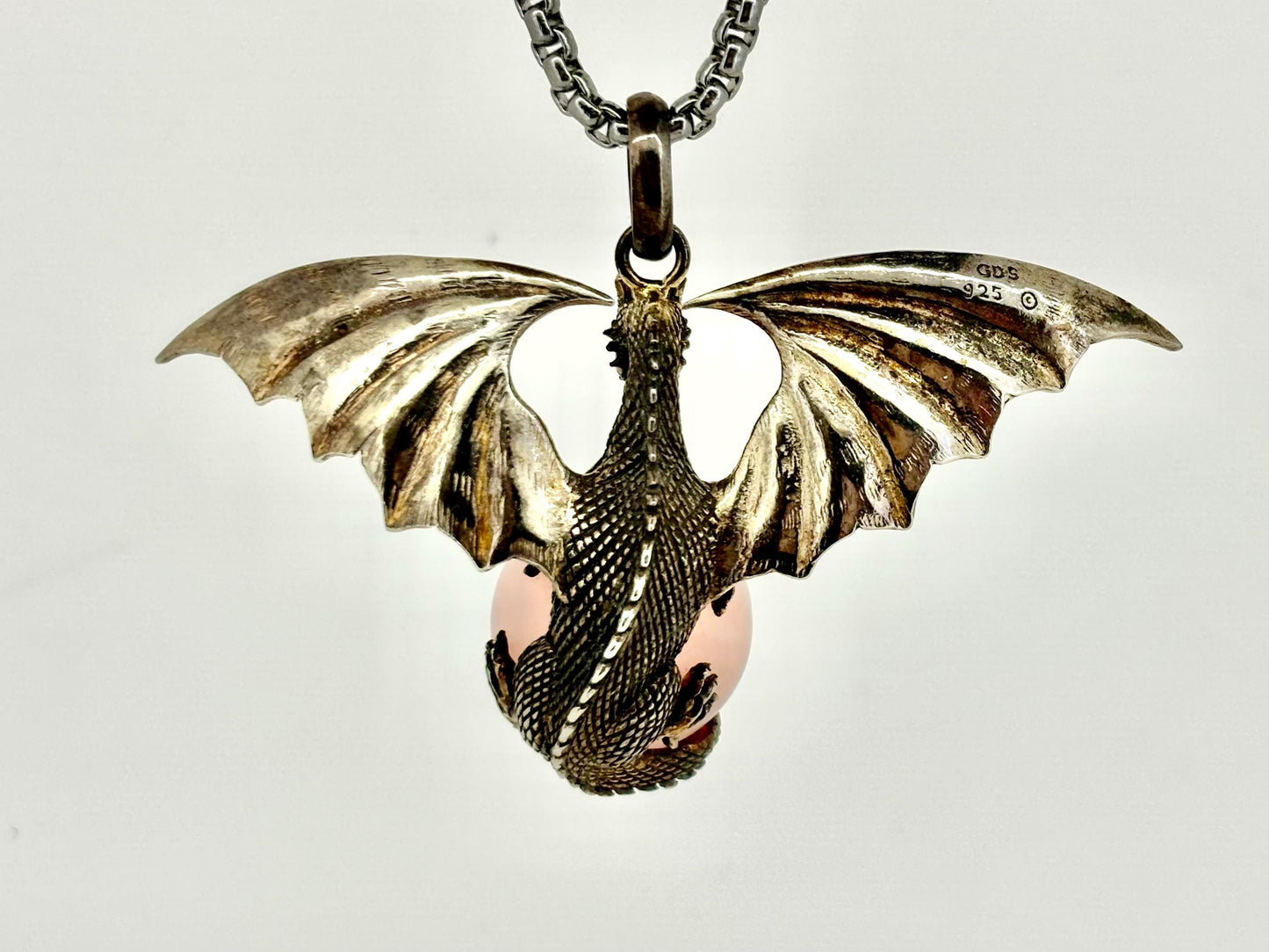 Dragon Necklace Dragon Pendant Halloween Necklace Costume Jewelry Rose Quartz Pendant Witch Jewelry Witch Pendant