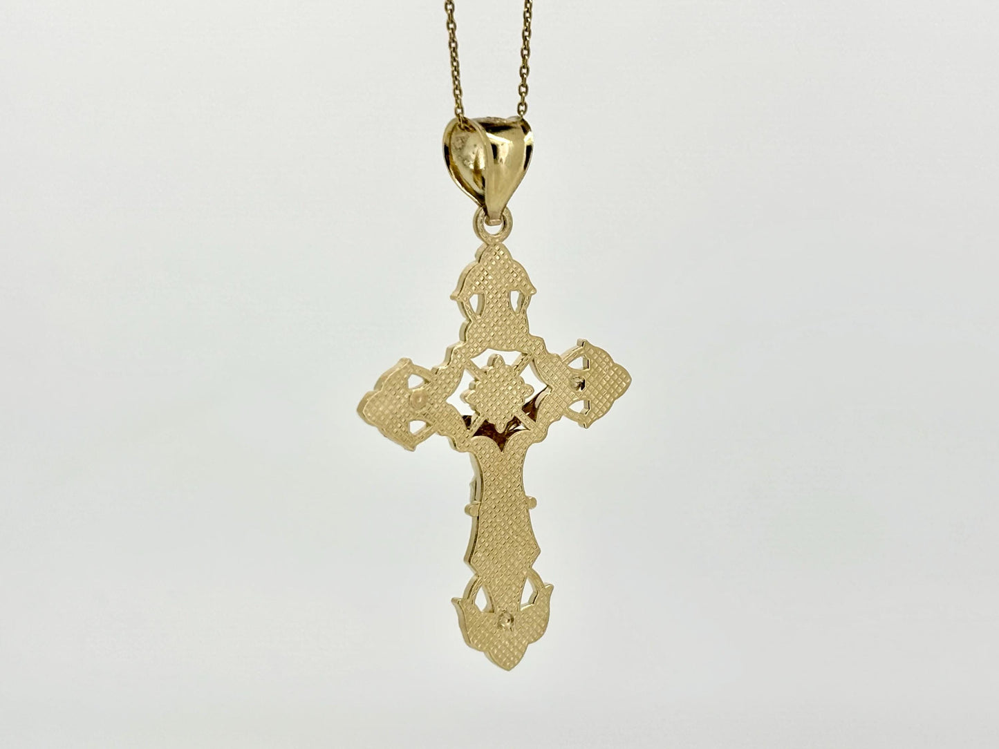 14K Solid Yellow Gold Cross Necklace Jesus Christ Pendant Giant Elegant Christian Gift for her Chritian Gift for Wife Christmas Gift