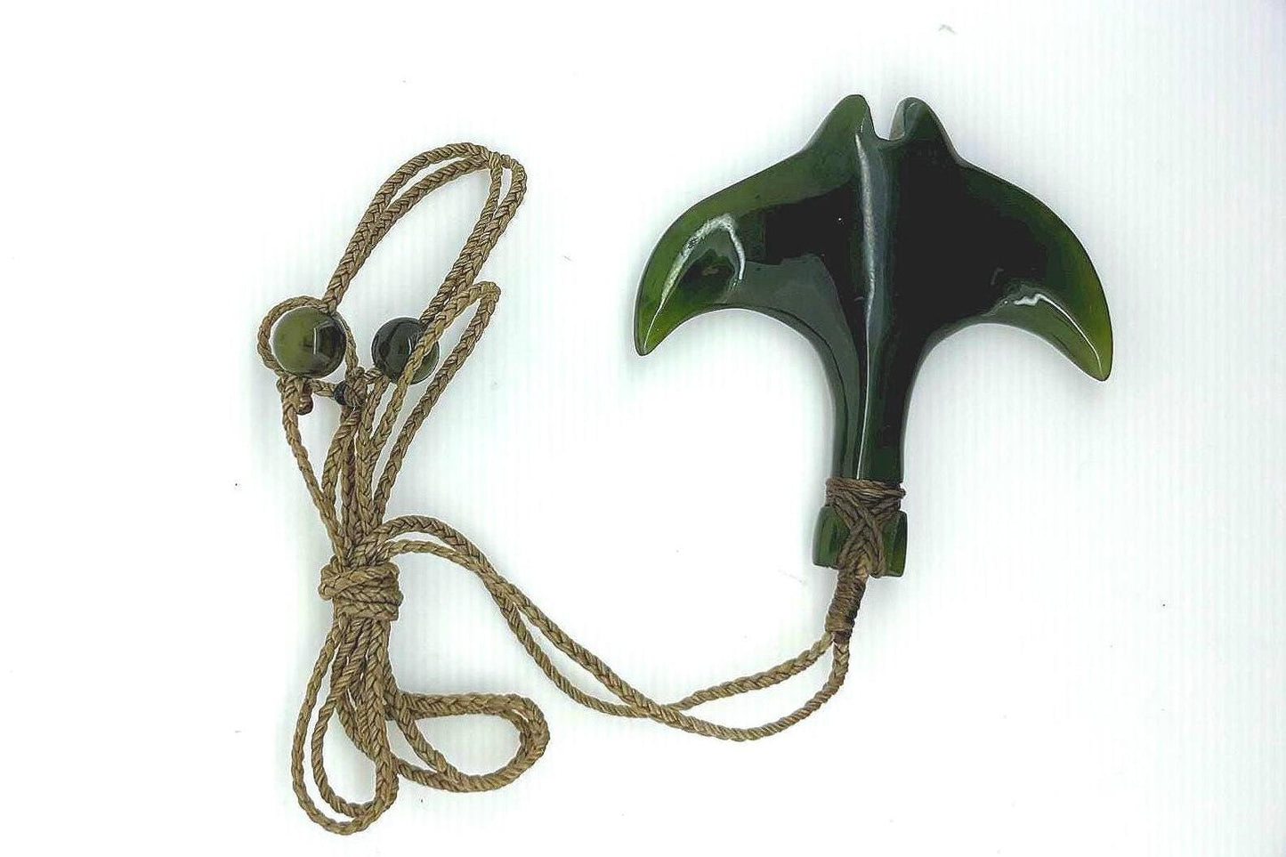 Tribal Jade Whale Tail Necklace for Men, 11.9g Greenstone Pendant - Adjustable Waxed Cord | Maori-Inspired Symbolic Gift For Mens Birthday