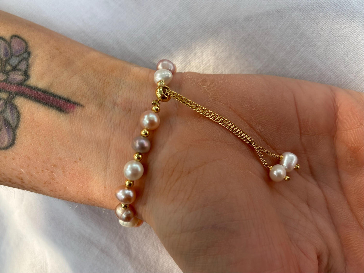 Tri-Color Pearl Bracelet with Starfish Charm