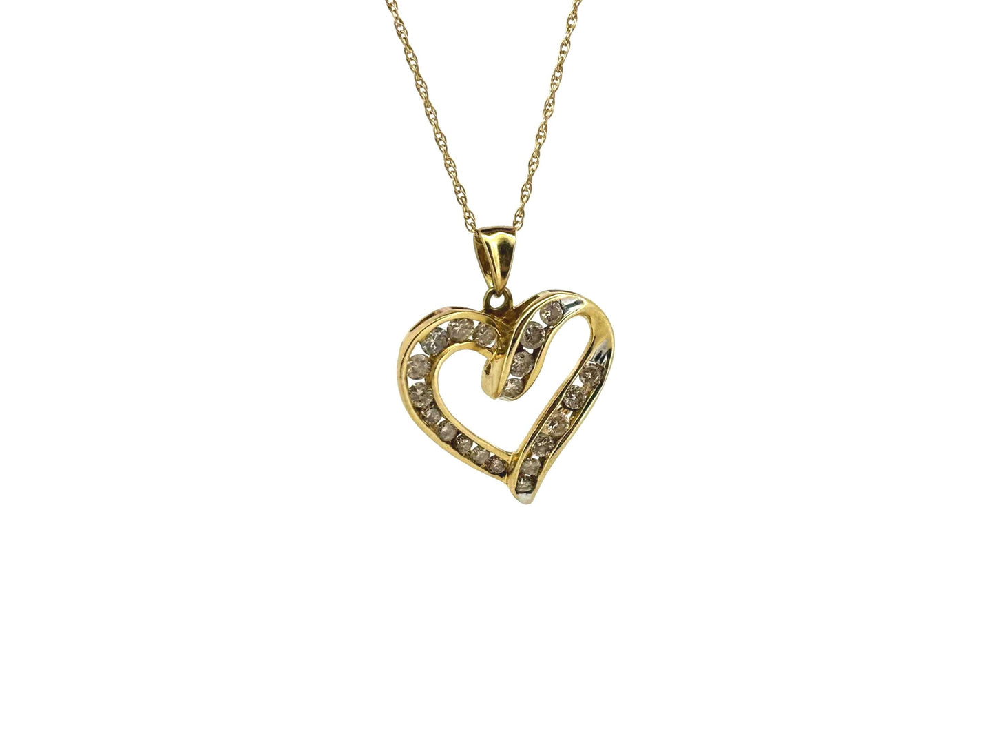 10K Solid Gold Diamond Heart Pendant Heart Necklace Diamond Necklace Diamond Pendant  Fine Jewelry, Gift for Her, Dainty Gold Necklace Charm