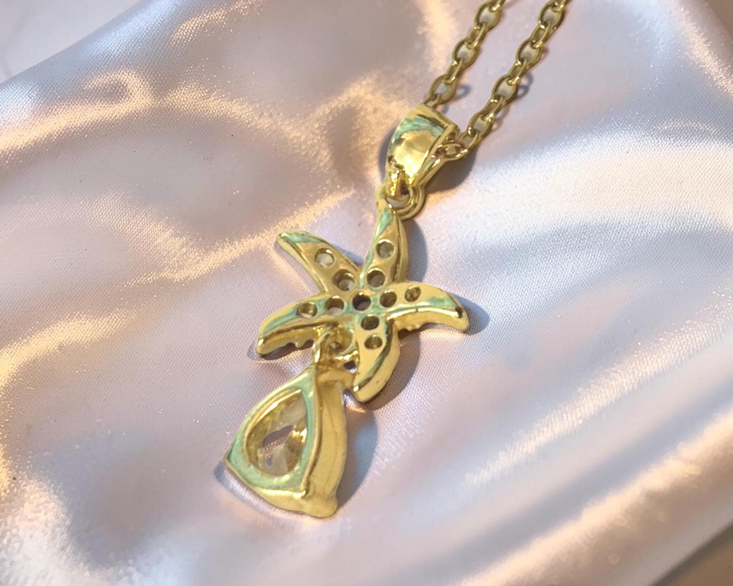 Gold Starfish Necklace - Beach Jewelry With Cubic Zirconia Pendant, Tarnish Resistant