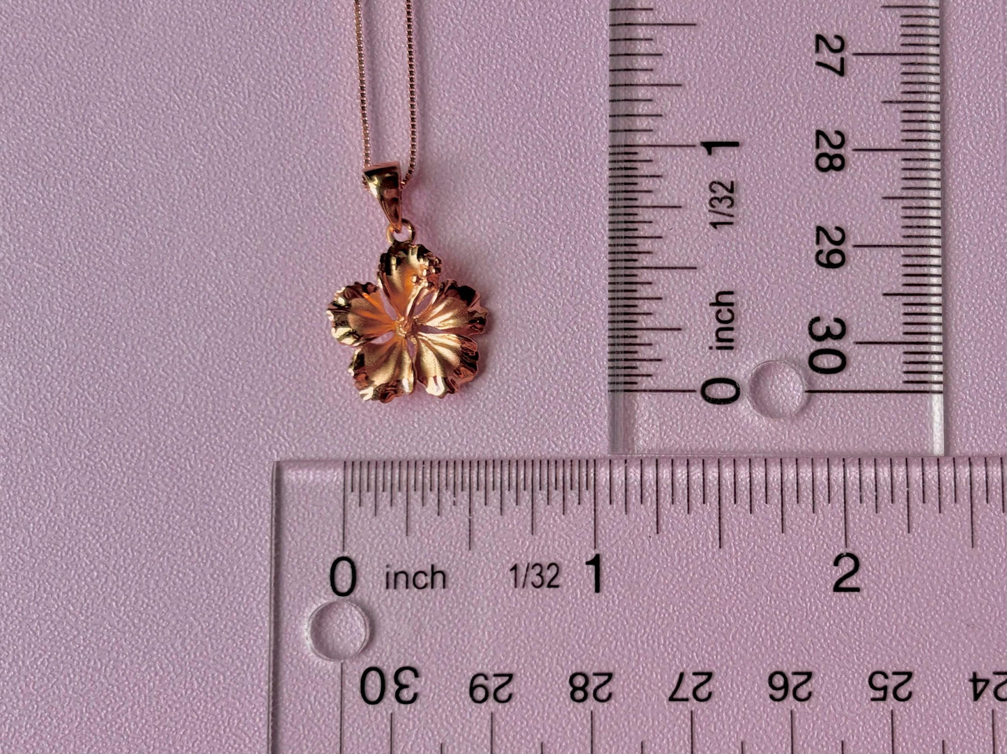 Hawaiian Hibiscus Flower Rose Gold Elegant Necklace 925 Sterling Silver with chain Cute Gift for Mom Mother Wife Girlfriend Romantic