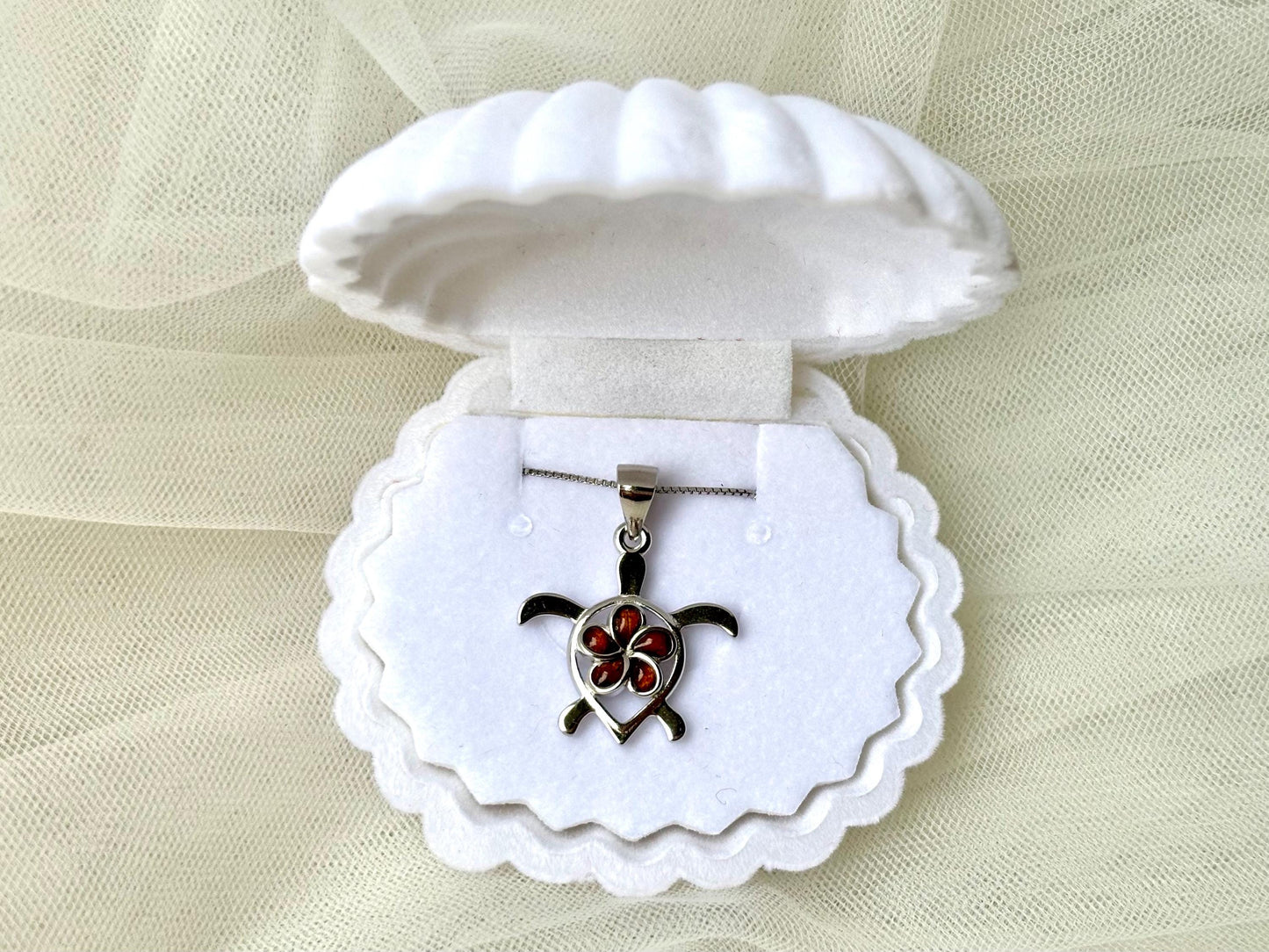 Hawaiian Honu Turtle Necklace with Koa Wood