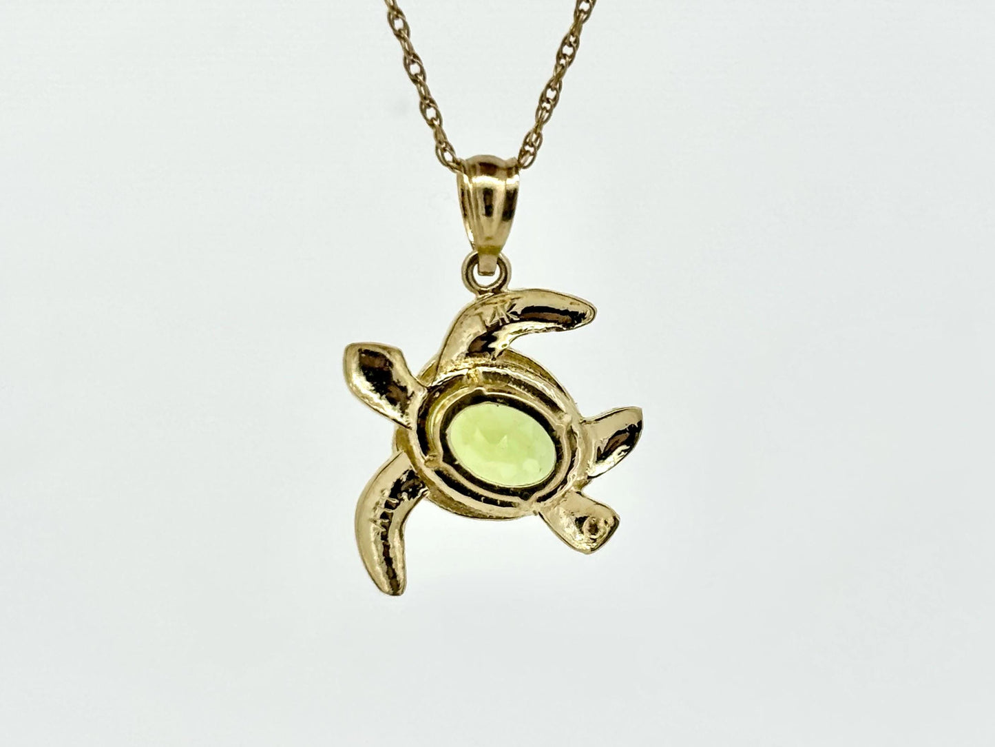 14K Gold Turtle Pendant Peridot Pendant Hawaiian Diamond Peles Tears - Birthday Gift for Her Gift For Mom Turtle Necklace Peridot Necklace
