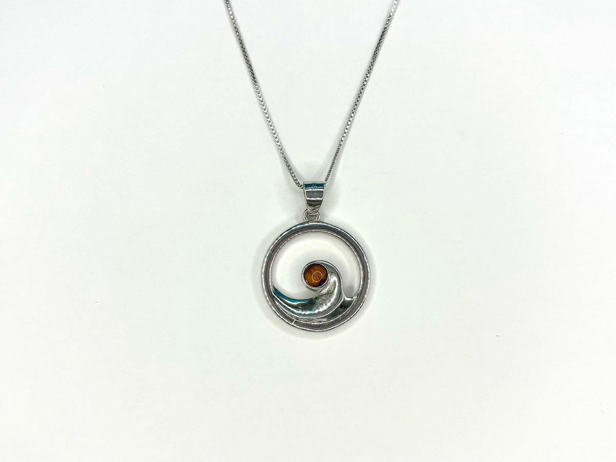 Koa Wood Wave Necklace, Rhodium Sterling Silver Beach Pendant, hawaii, ocean, gift – handmade Hawaiian jewelry, Island Goddess Jewelry