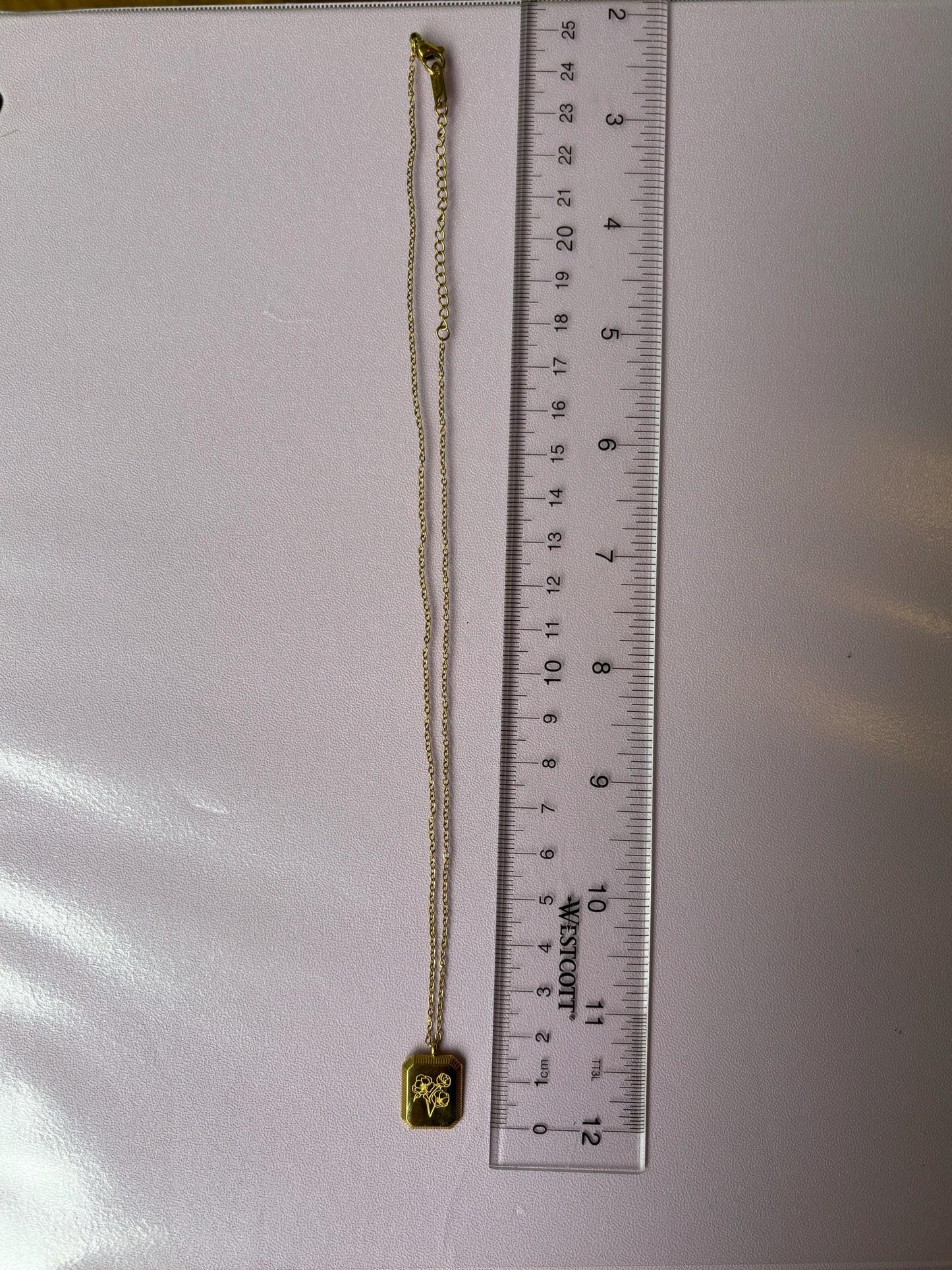 Birth Flower Necklace 925 Stainless Steel 18K Gold Plated Necklace with Chain Birthday Gift for Her - Gift for Mom , Gift for Girlfriend