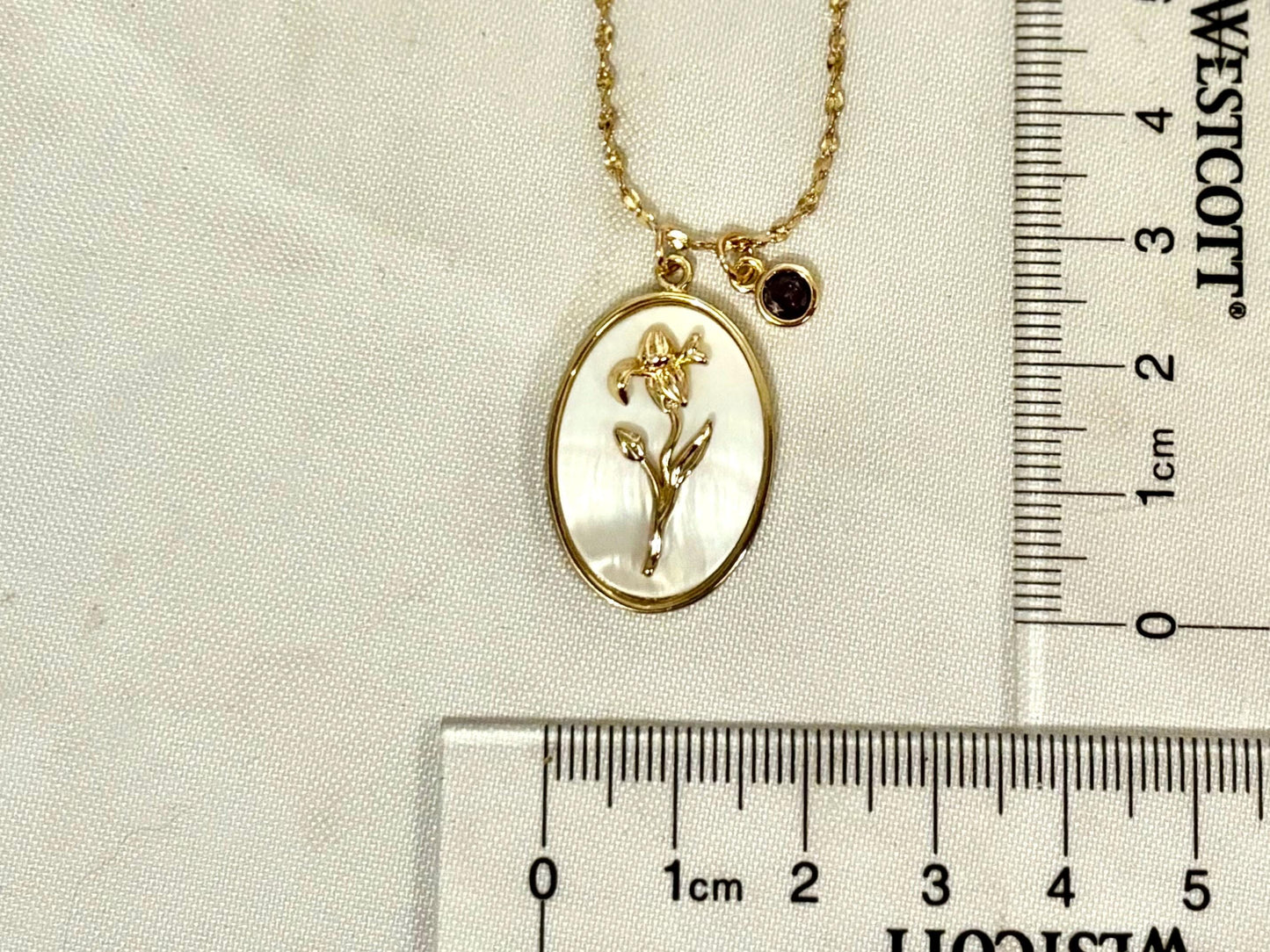 Birth Flower Necklace Stainless Steel 18K Gold Plated Necklace Birthstone Birthday Gift for Her - Gift for Mom , Gift for Girlfriend