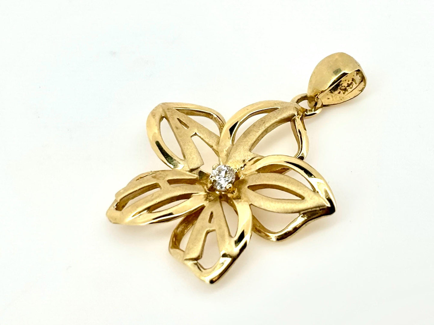 14K Solid Gold ALOHA Plumeria Pendant Flower Pendant Necklace Gold Pendant Birthday Gift for her Gift for Mom Flower Necklace ALOHA Pendant