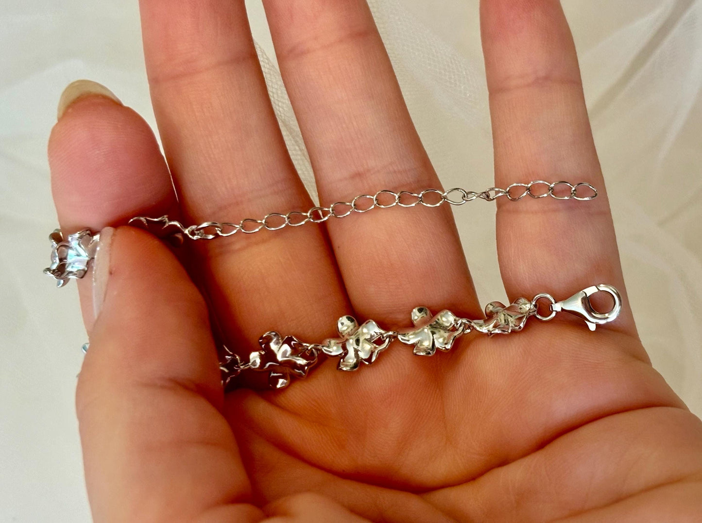 Hawaiian Plumeria Flower Bracelet Hawaiian Bracelet 925 Sterling Silver Tarnish Free - Birthday Gift for Her Gift for Mom Dainty Bracelet