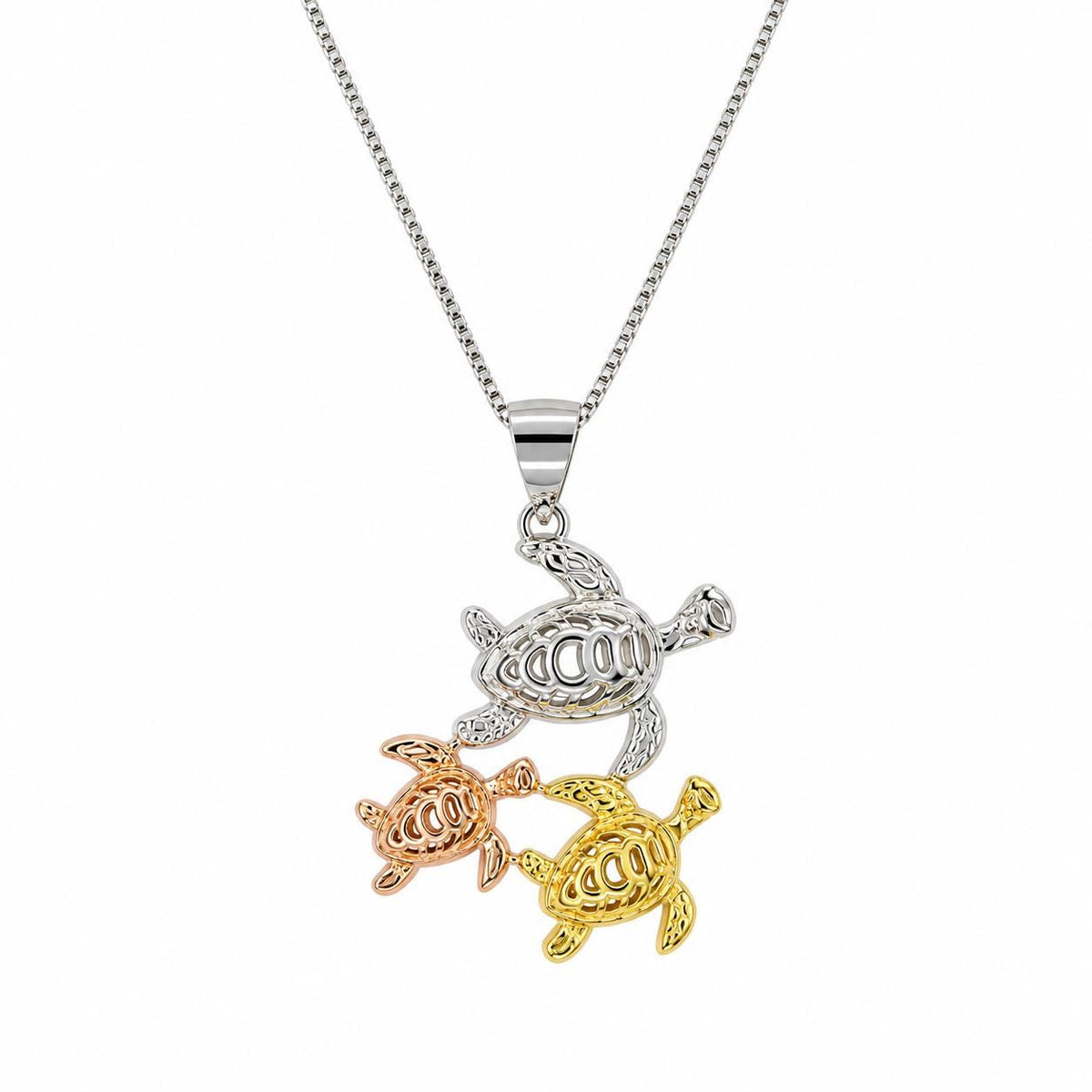 Turtle Family Necklace, Hawaii Honu Pendant, Mom, Grandma Gift, gift for her, mothers day gift, gift for mom – handmade Hawaiian jewelry, Island Goddess Jewelry