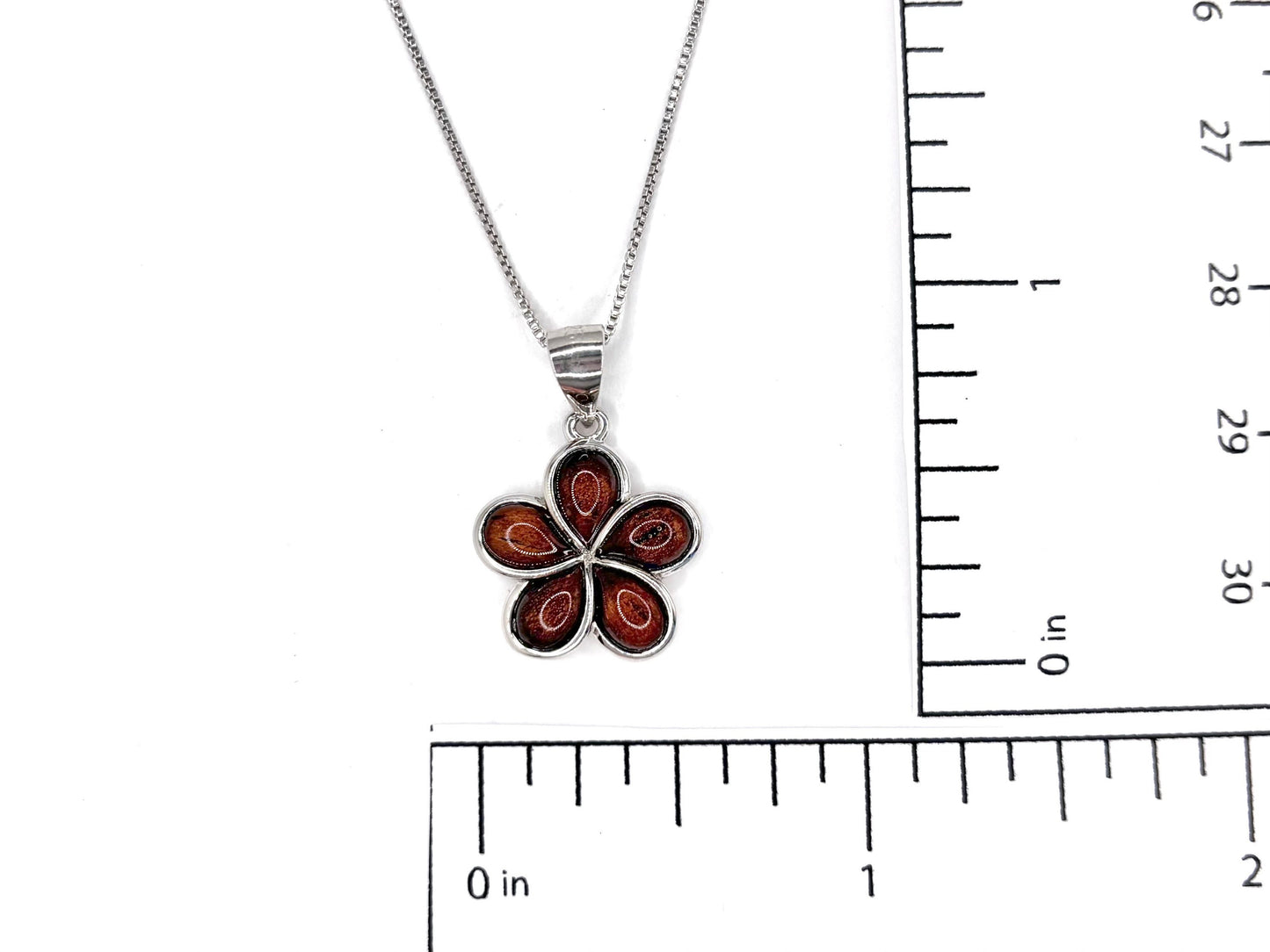 Hawaiian Plumeria Flower Necklace Koa Wood Necklace 925 Sterling Silver Tarnish Free With Chain Birthday Gift for Her Mother Wife Girlfriend