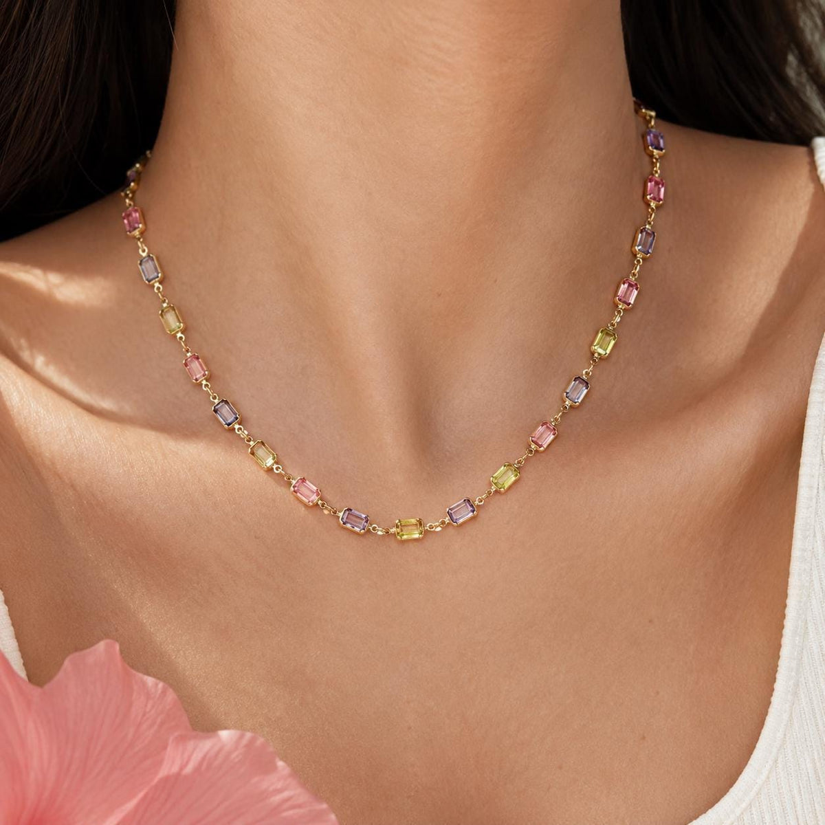 Dainty Gemstone Necklace, Pastel Gold Chain - Gift For Her Today!, colorful necklace, dainty gold necklace, everyday jewelry – handmade Hawaiian jewelry, Island Goddess Jewelry