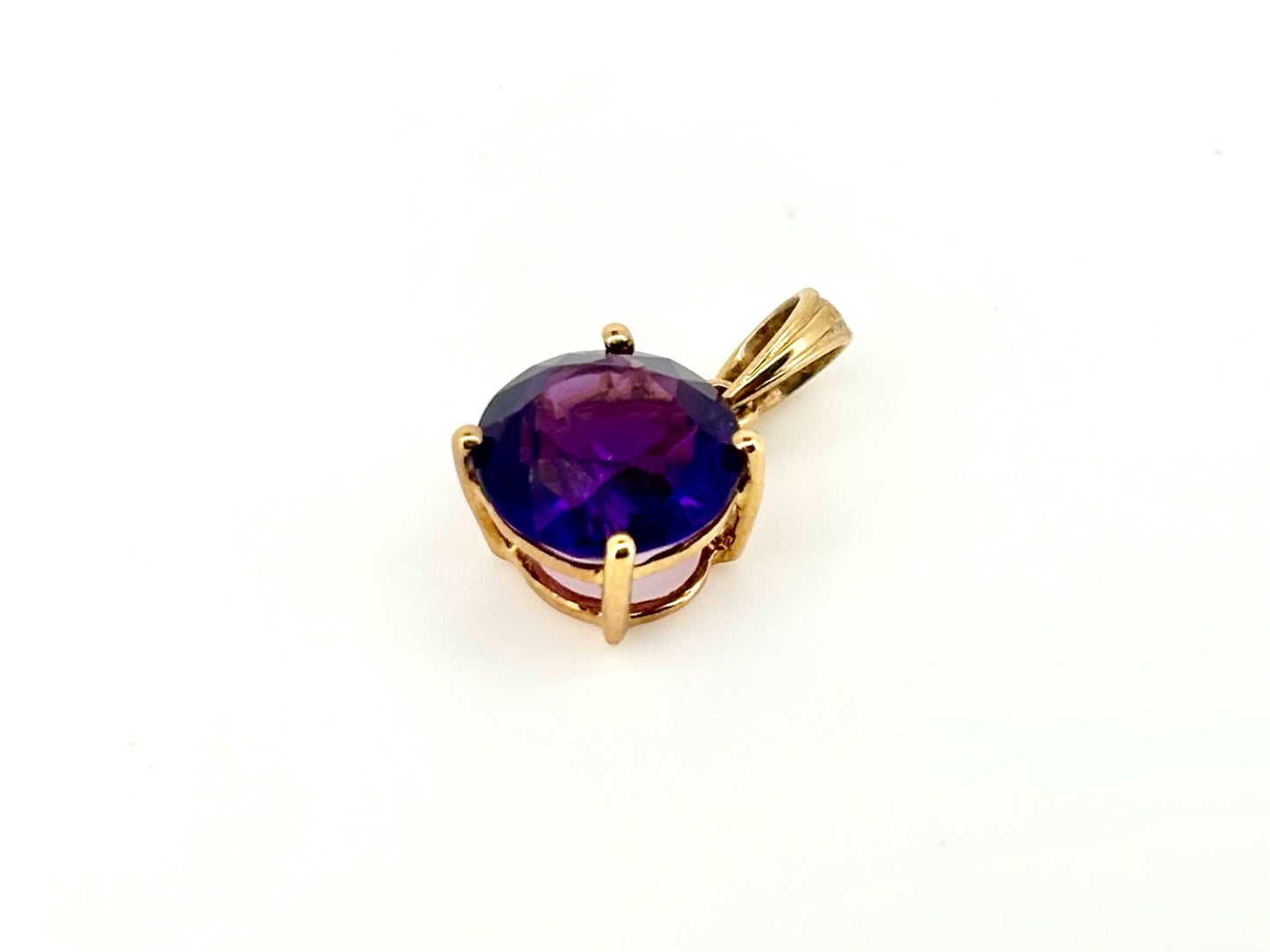 14K Solid Gold Amethyst Necklace Dainty Purple Amethyst Pendant February Birthstone, Minimalist Charm Fine Jewelry Gift for Her Gift for Mom