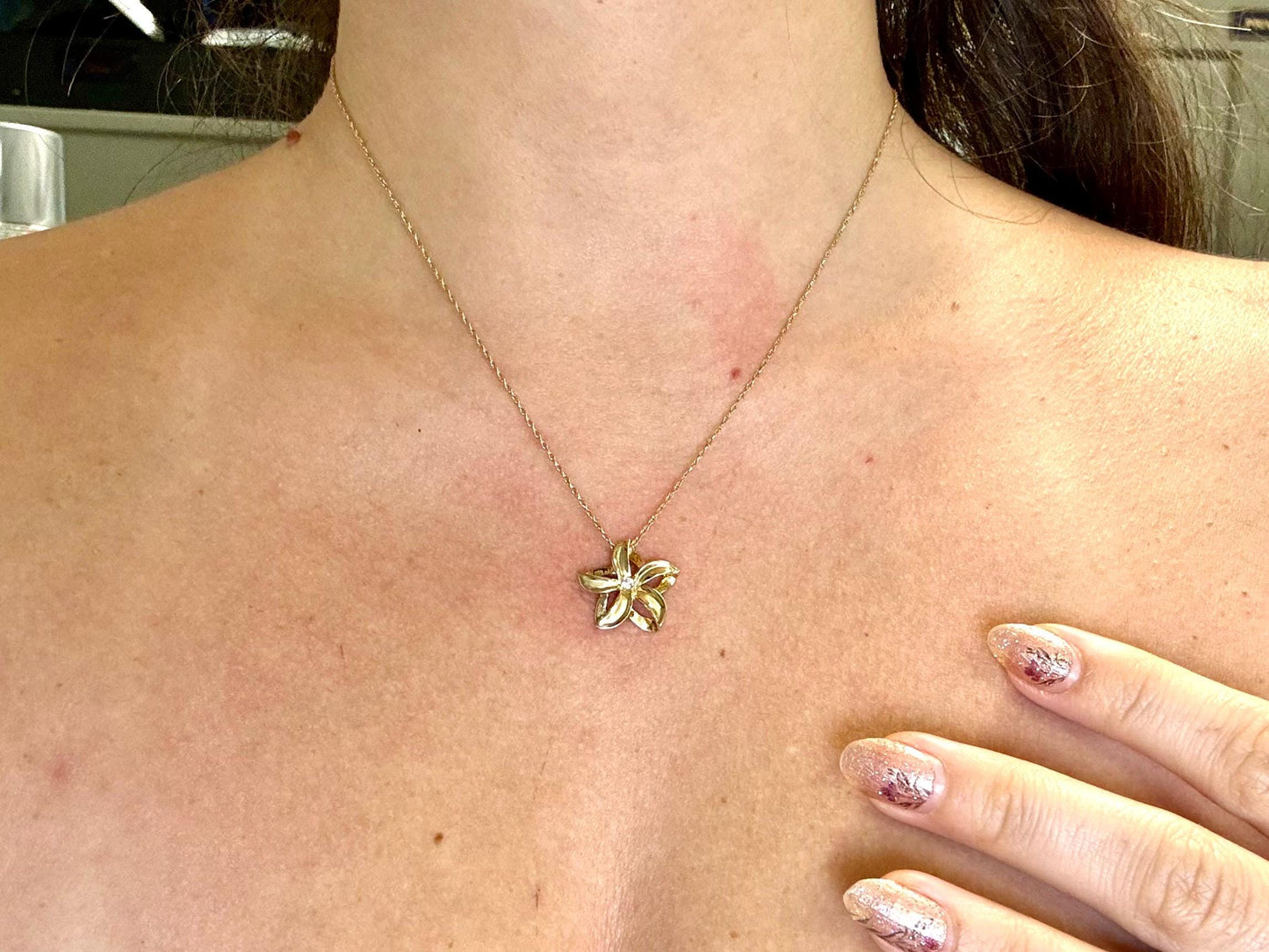 14K Solid Gold Plumeria Pendant Flower Pendant Necklace Gold Pendant Birthday Gift for her Gift for Mom Flower Necklace