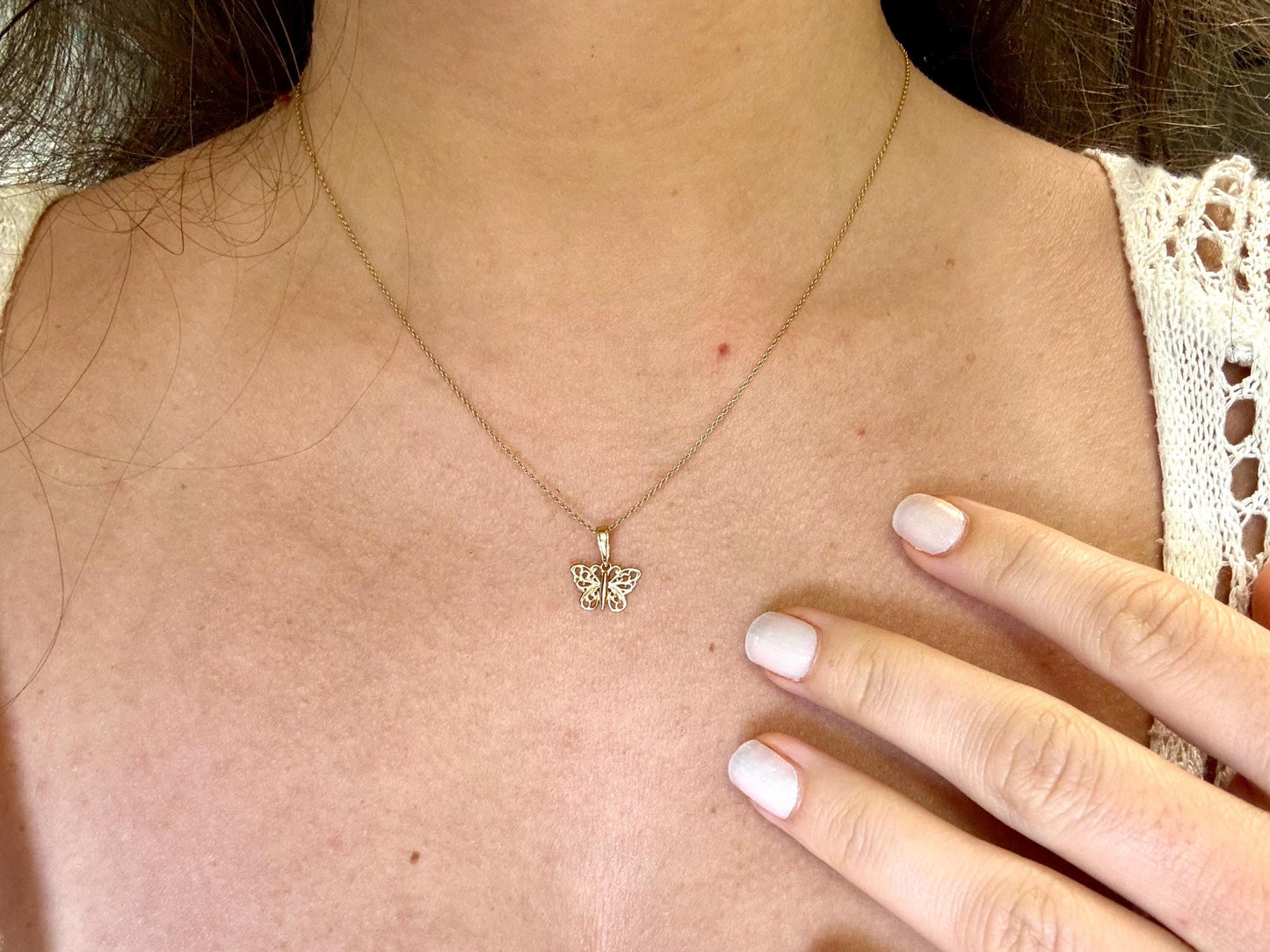 14K Yellow Gold Butterfly Pendant, Butterfly Necklace Dainty Necklace Pendant Birthday Gift For Her For mom Anniversary Gift Christmas Gift
