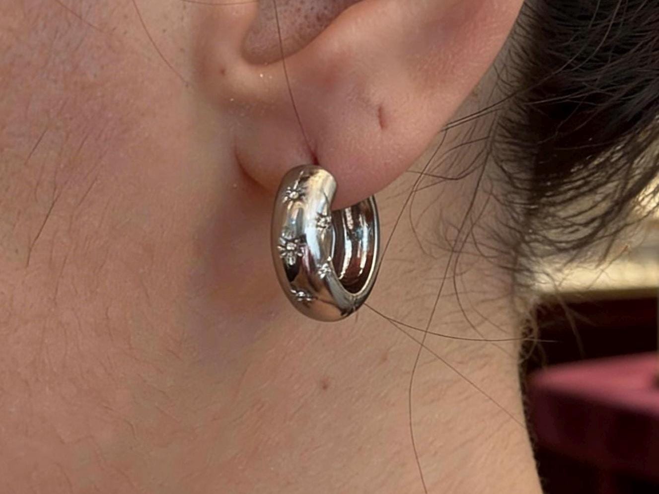 North Star Hoop Earrings – Stackable Gold Plated Hoops with Cubic Zirconia Sparkle