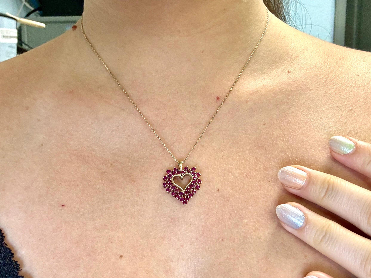 10K Solid Gold Heart Pendant with Ruby Pendant Heart Necklace Gold Pendant Ruby Necklace Pink Necklace Birthday Gift for her Gift for Mom