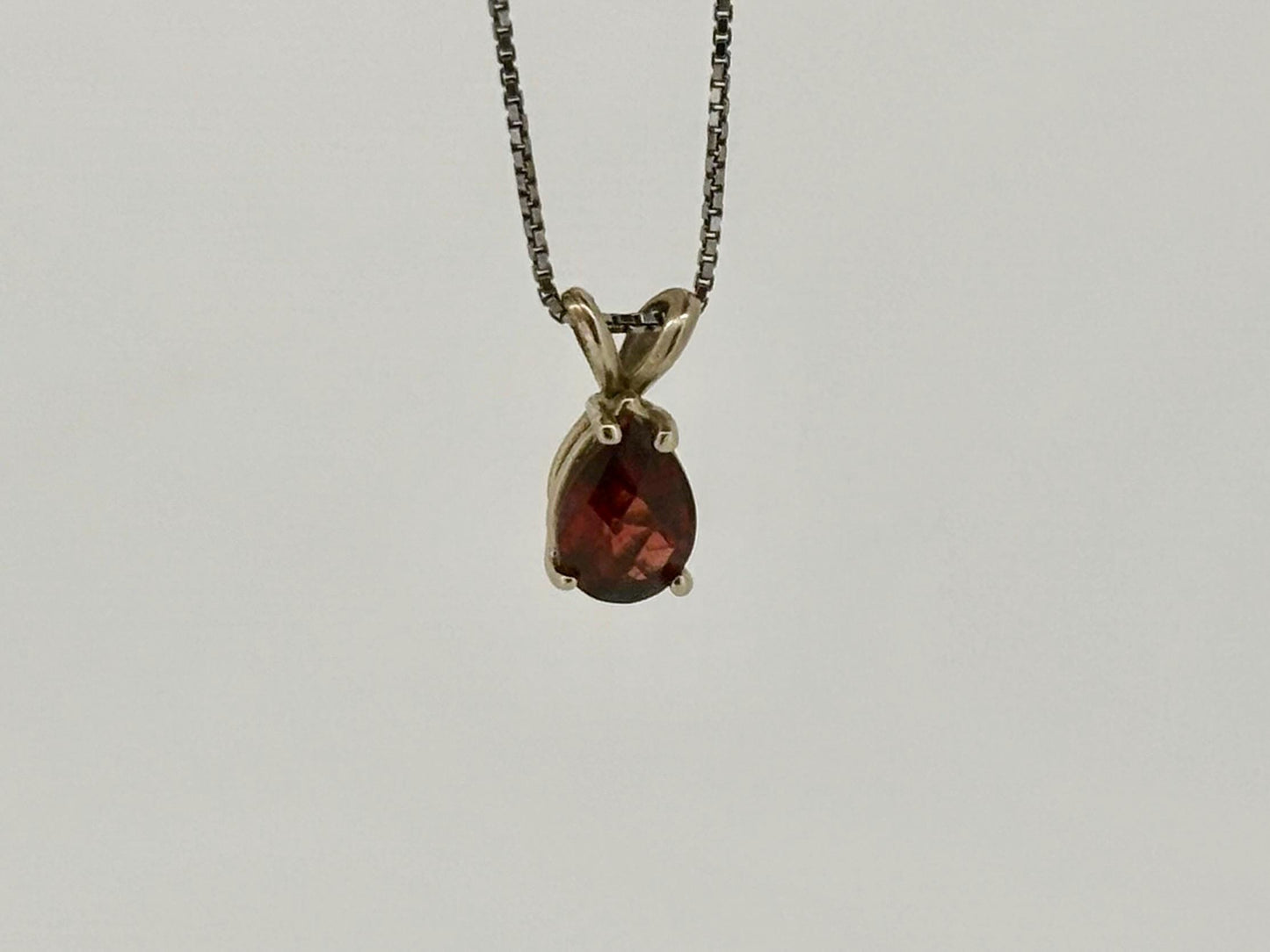 Lava Heart Garnet Pendant – 14k Solid White Gold Necklace