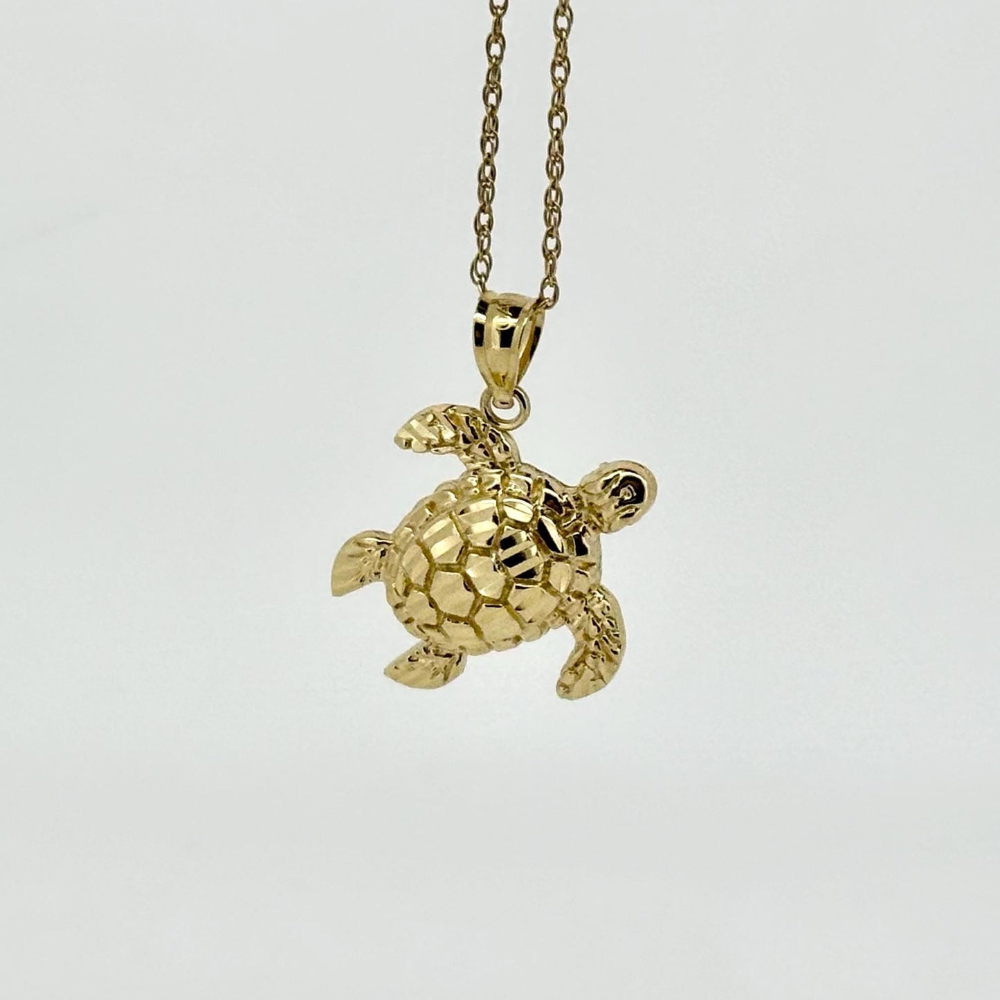 14K Solid Gold Hawaiian Turtle Pendant