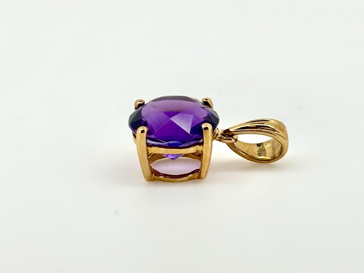 14K Solid Gold Amethyst Necklace Dainty Purple Amethyst Pendant February Birthstone, Minimalist Charm Fine Jewelry Gift for Her Gift for Mom