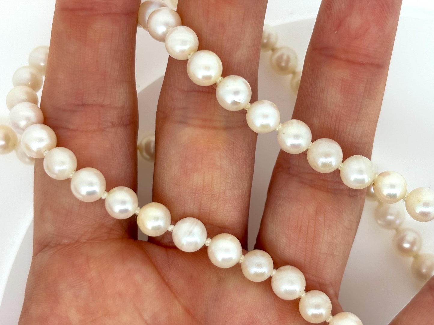 Genuine White Pearl Necklace, Natural White Pearls, 14K Gold, Elegant Jewelry Gift for Her, Gift for Mom