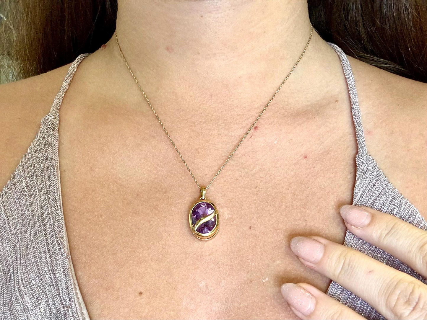 Harmony Leaf Amethyst Pendant