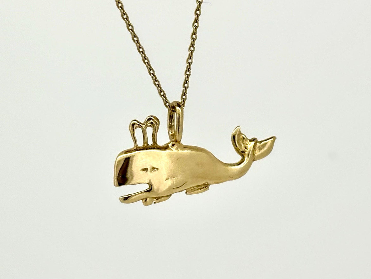 14K Yellow Gold Whale Pendant, Whale Necklace Gold Pendant Gold Necklace Birthday Gift For Her Fish Pendant Anniversary Gift Christmas Gift