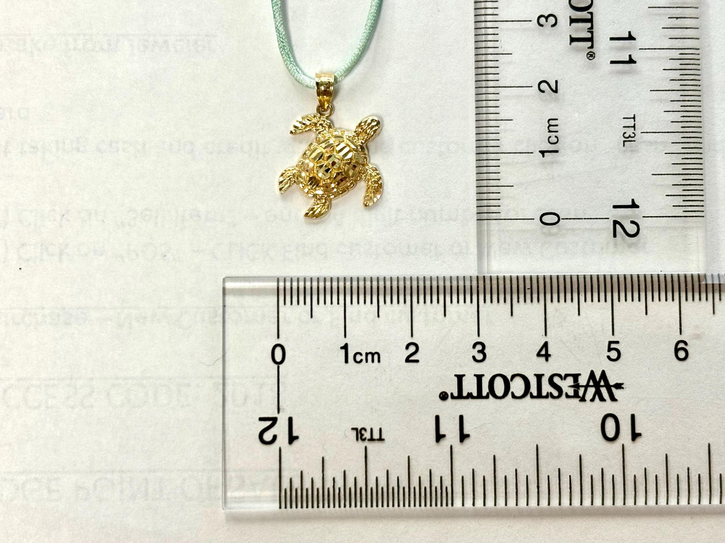 14K Solid Gold Hawaiian Turtle Pendant