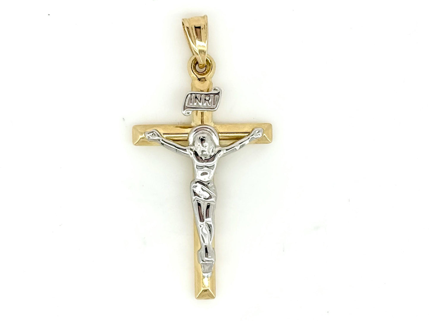 14K Solid Yellow Gold Cross Necklace Jesus Christ Pendant Giant Elegant Christian Gift for her Chritian Gift for Wife Christmas Gift