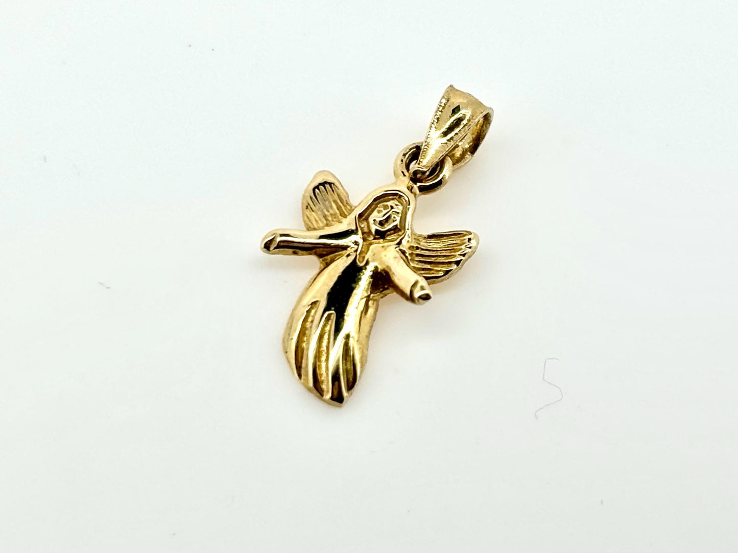 14K Solid Gold Guardian Angel Pendant Loving Angel Necklace Gold Pendant Valentines Gift for her Birtday Gift for Mom Protective Necklace