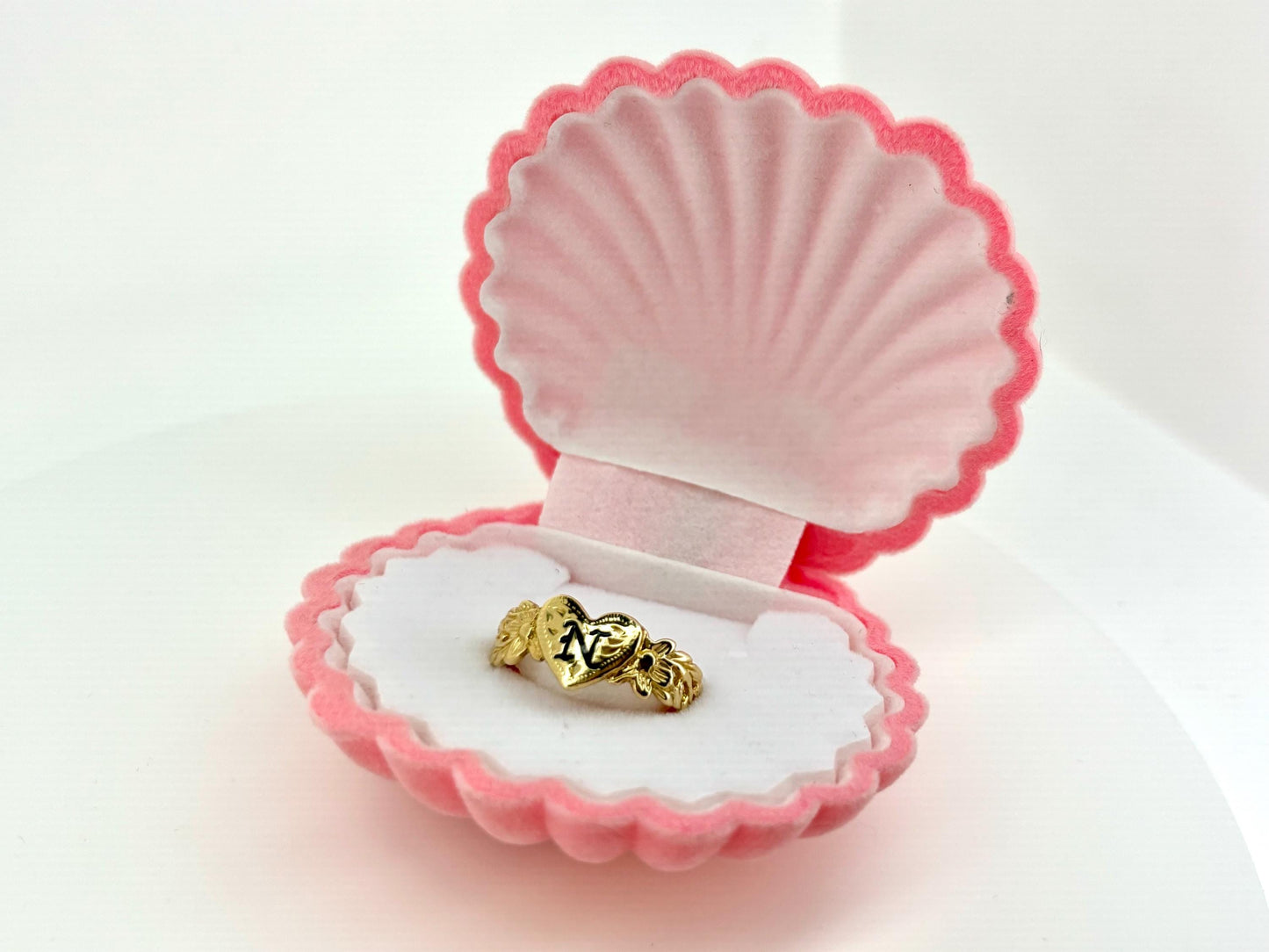 14K Solid Gold Ring Hawaiian Letter Ring- Wedding Ring - Name Ring - Valentines Gift for Her- Birthday Gift for Girlfriend Gift for Mom