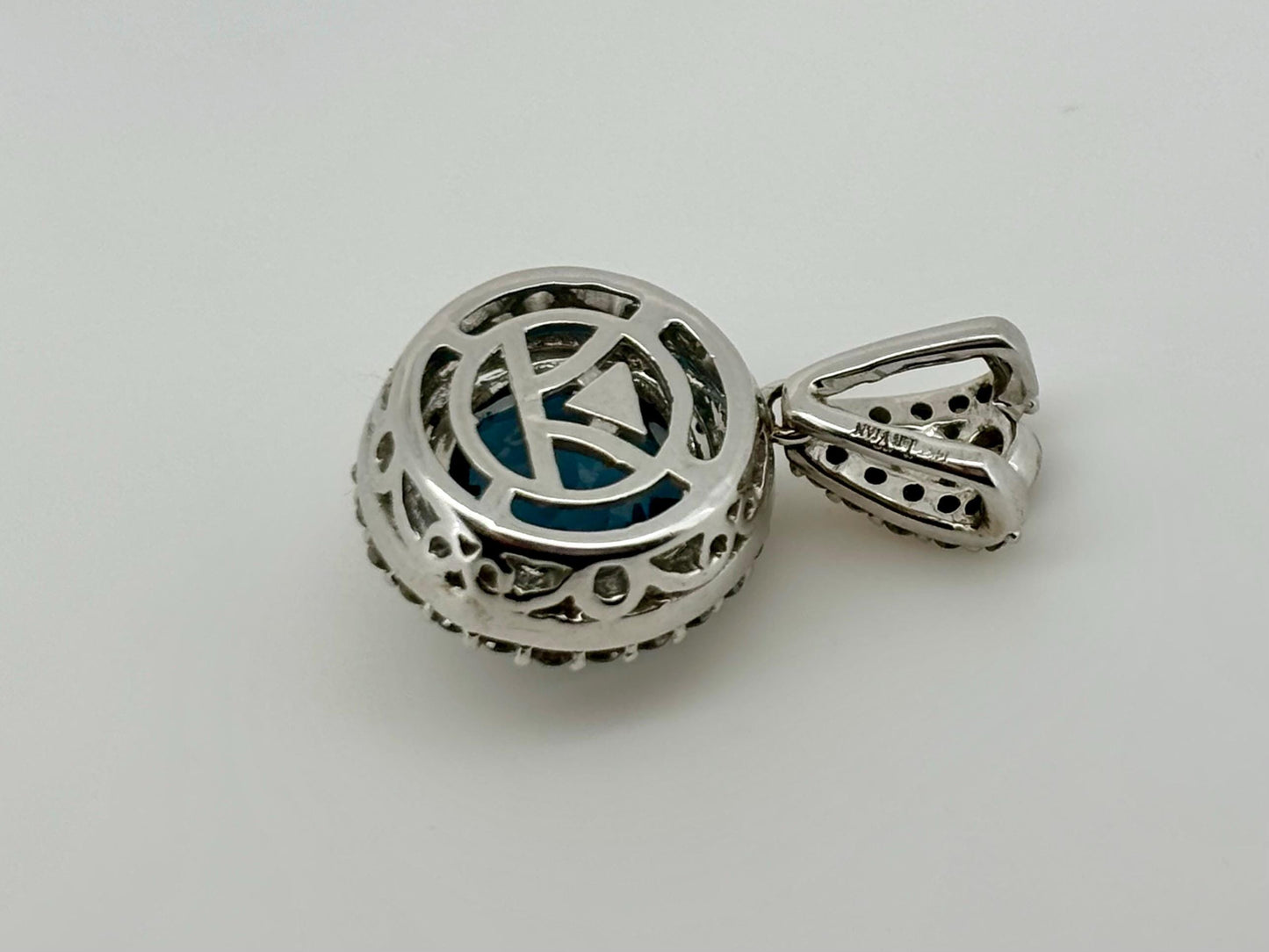 14K Solid White Gold Blue Topaz Diamond Pendant Blue Topaz Necklace Diamond Necklace Topaz Pendant December Birthstone Birthday Gift for Her