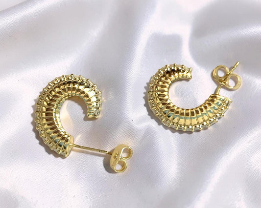 Shell Stud Earrings – Dainty Gold Studs with CZ Stone | Gift for Her