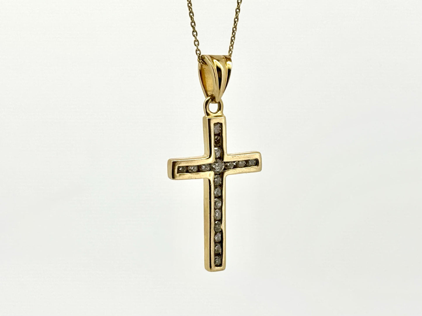 14K Solid Yellow Gold Cross Necklace Jesus Christ Pendant Diamond Cross Christian Gift for her Chritian Gift for Wife Christmas Gift
