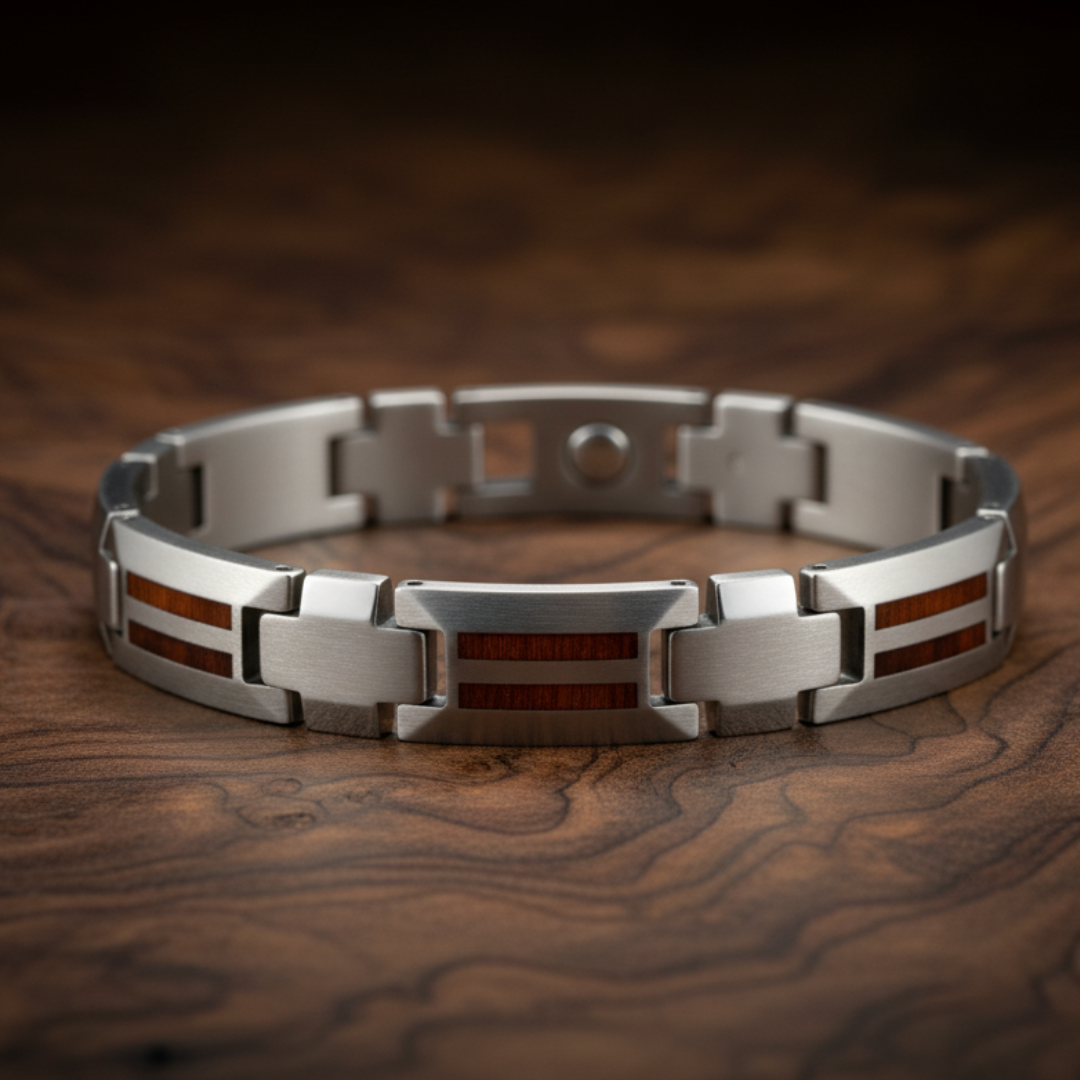 Men’s Tungsten Bracelet with Double Koa Wood Inlay