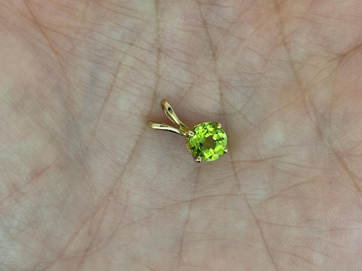 14K Solid Gold Necklace Peridot Pendant Hawaiian Diamond Peles Tears - Birthday Gift for Her Gift For Mom Green Necklace Peridot Necklace