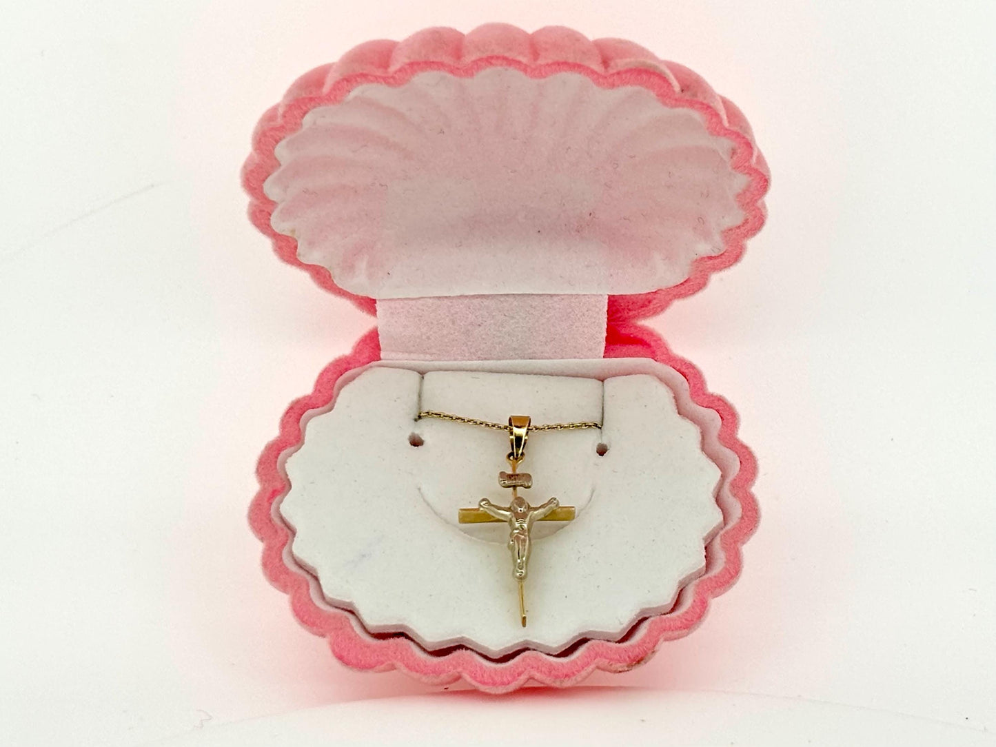 14K Solid Yellow Gold Cross Necklace Jesus Christ Pendant Giant Elegant Christian Gift for her Chritian Gift for Wife Christmas Gift