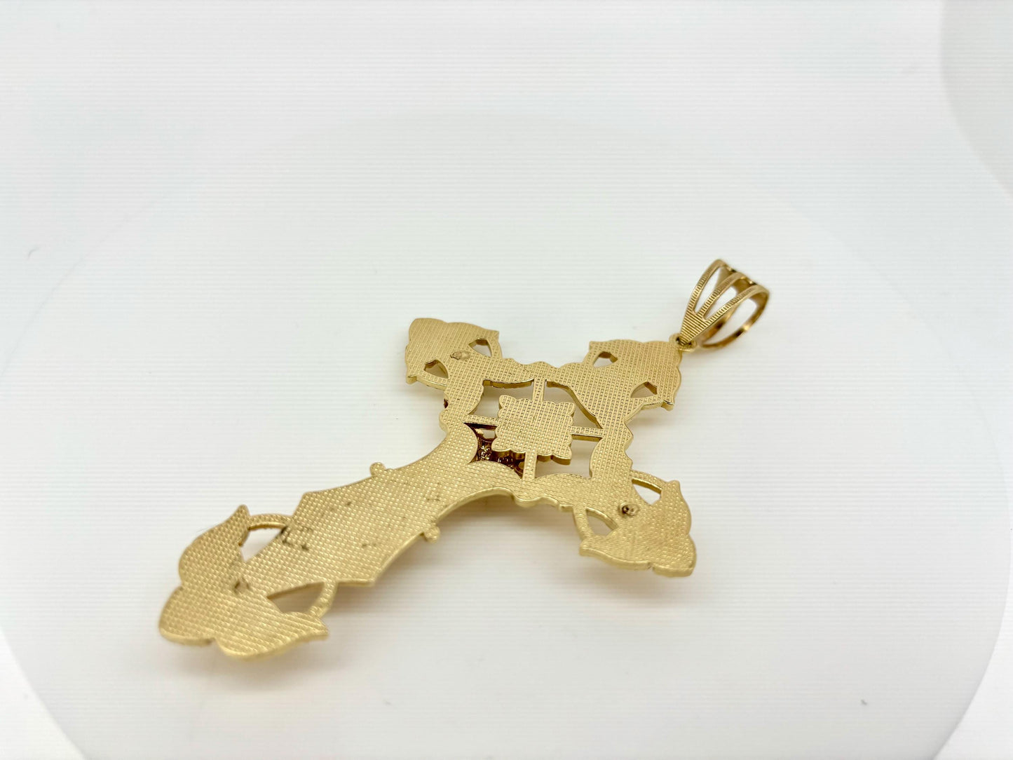 14K Solid Yellow Gold Cross Necklace Jesus Christ Pendant Giant Elegant Christian Gift for her Chritian Gift for Wife Christmas Gift