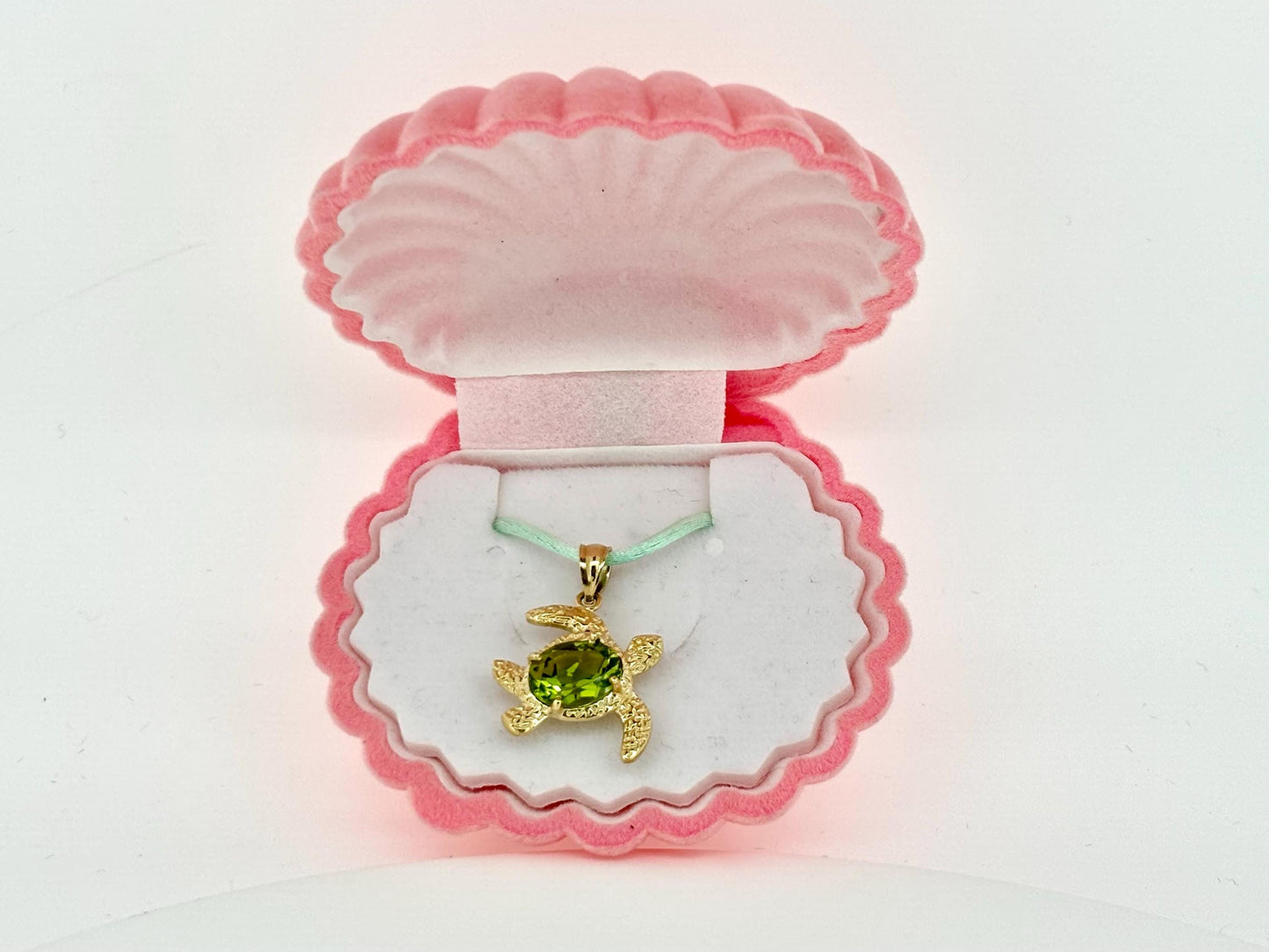 14K Gold Turtle Pendant Peridot Pendant Hawaiian Diamond Peles Tears - Birthday Gift for Her Gift For Mom Turtle Necklace Peridot Necklace