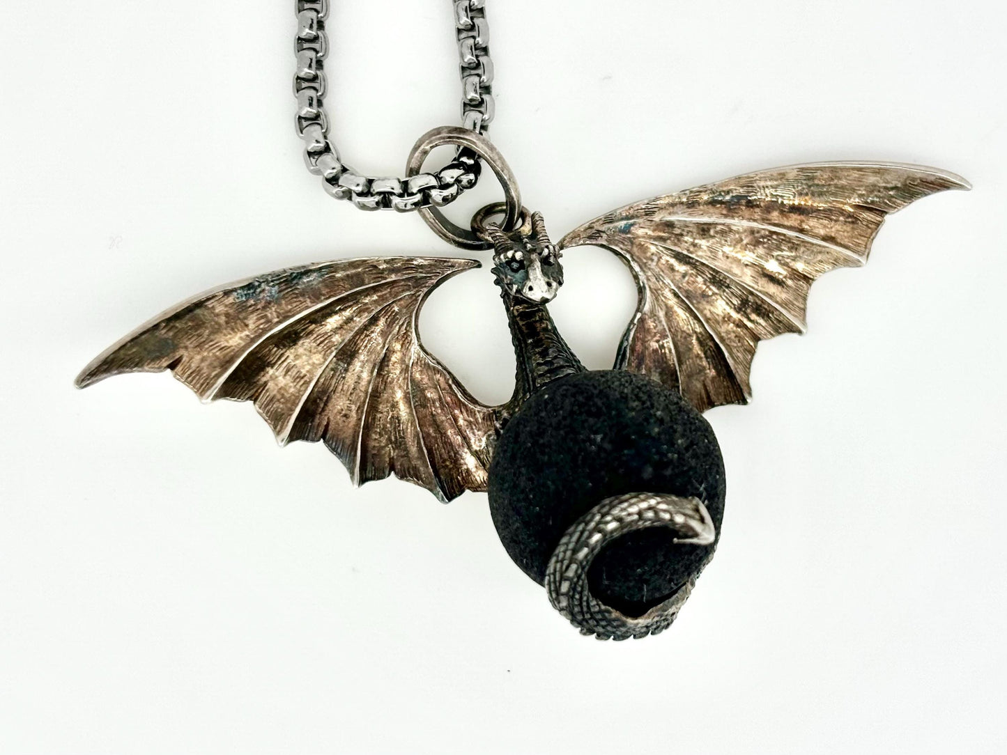 Dragon Necklace Dragon Pendant Halloween Necklace Costume Jewelry Lava Stone Pendant Witch Jewelry Witch Pendant Spooky Season Accessories
