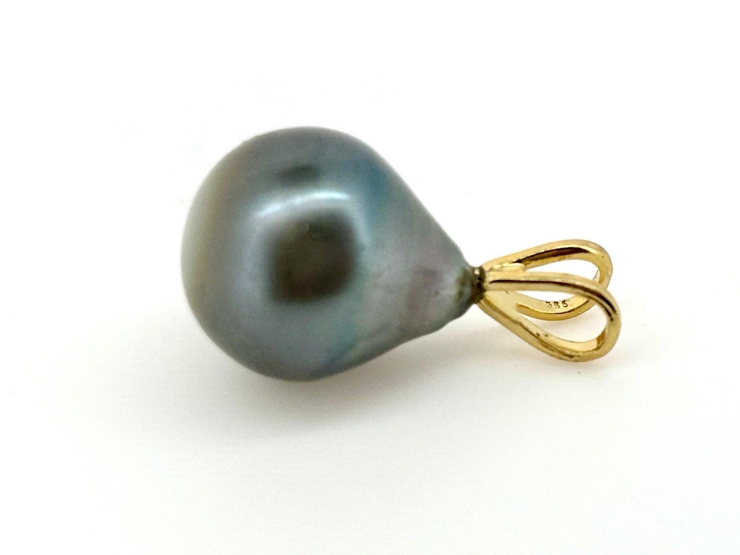 Genuine Natural Tahitian Pearl Necklace Ocean Blue Pearl Pendant with 14K Gold Chain Black Pearl Necklace Birthday Gift for Her Gift for Mom