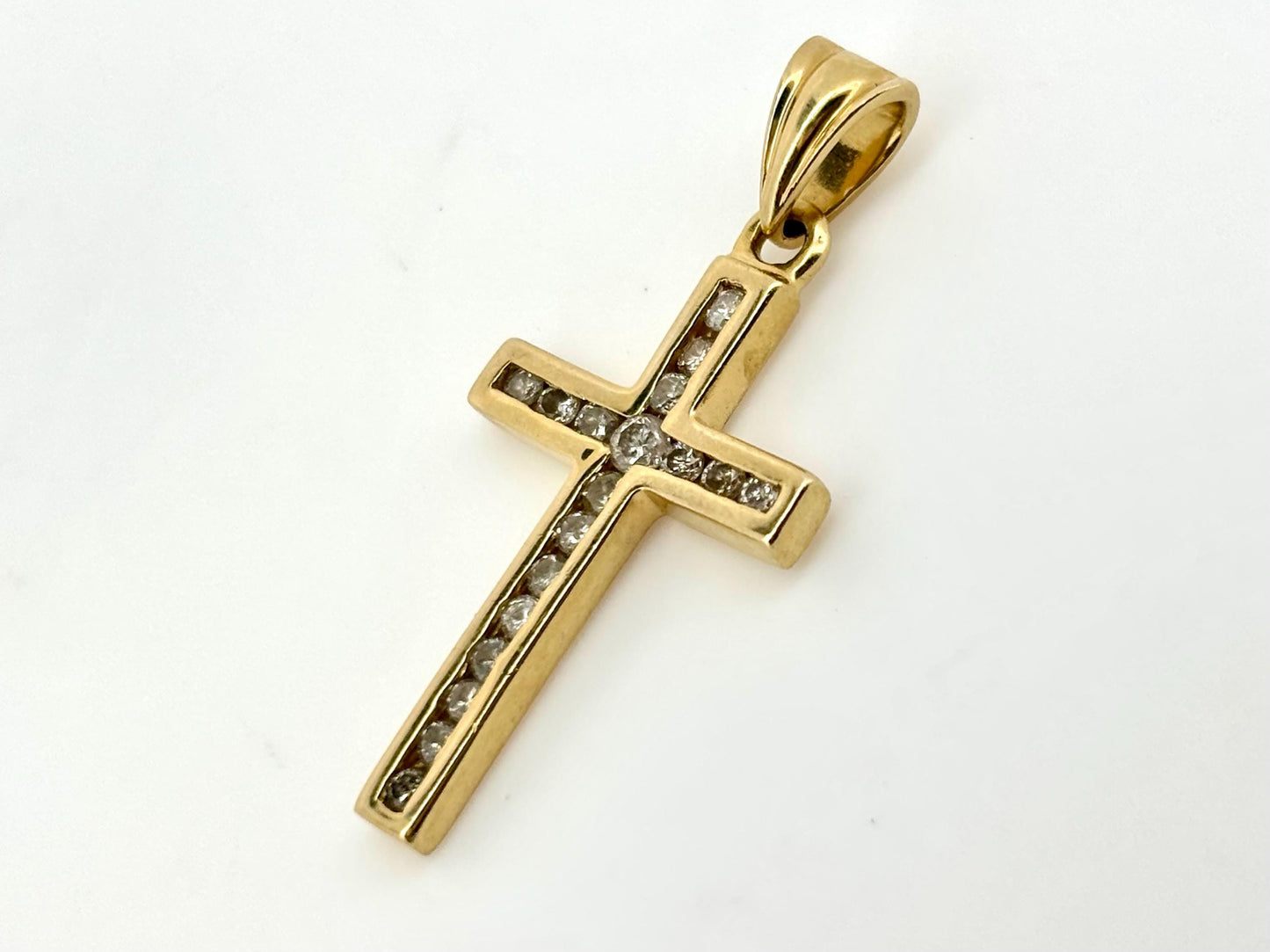 14K Solid Yellow Gold Cross Necklace Jesus Christ Pendant Diamond Cross Christian Gift for her Chritian Gift for Wife Christmas Gift