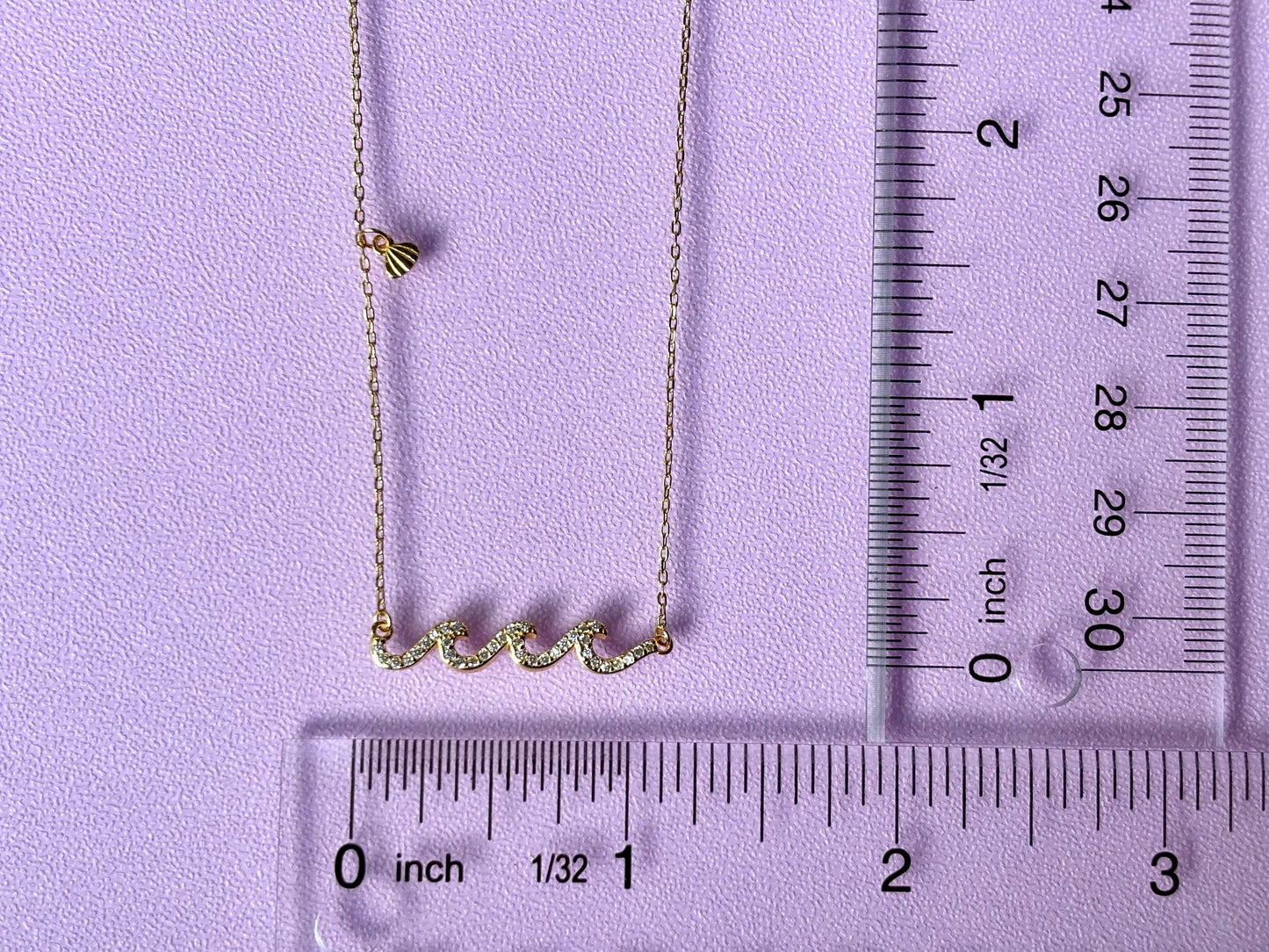 Triple Wave Necklace in 925 Sterling Silver plated with 14K gold,