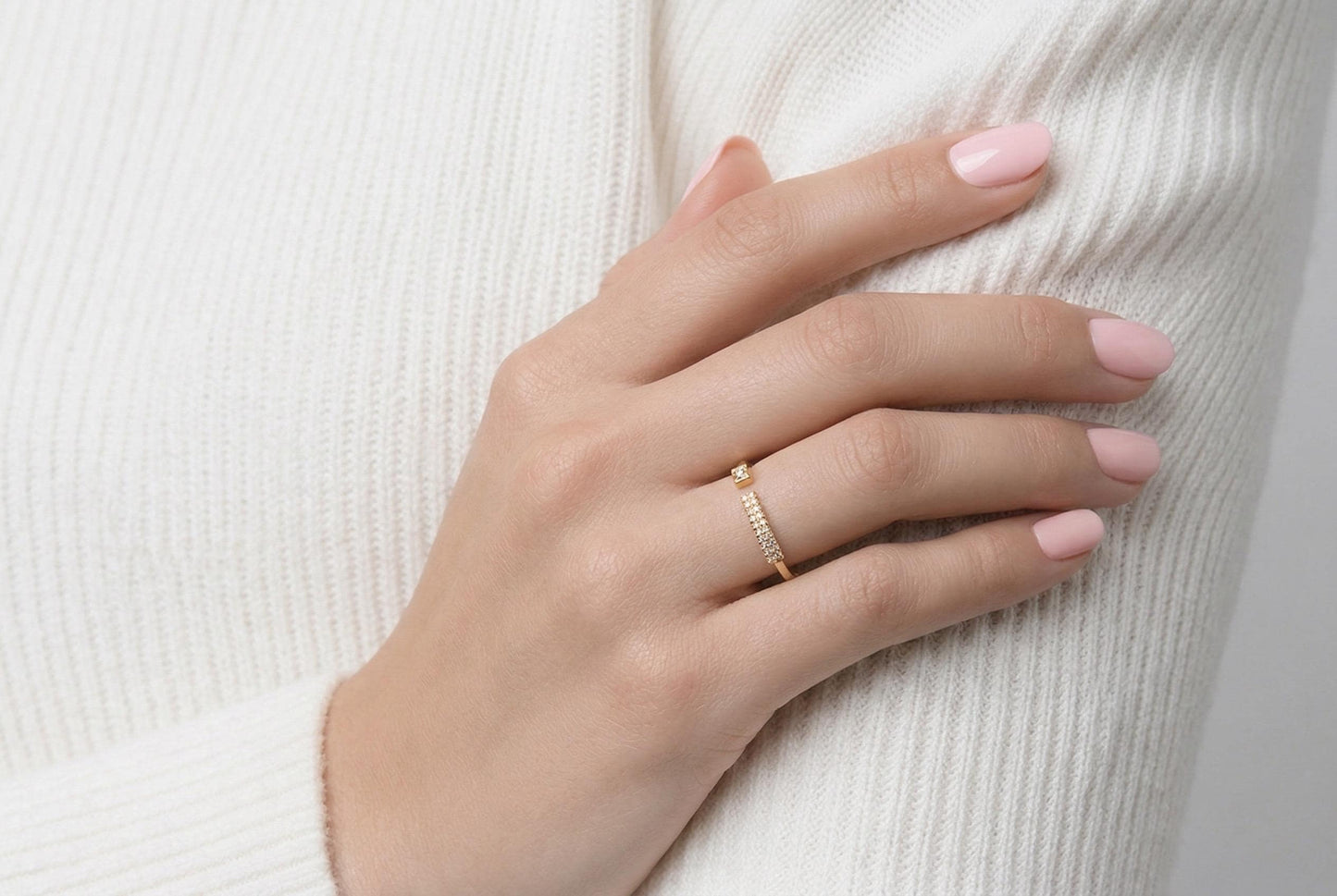 Adjustable Stackable Ring – Gold Plated Celestial Star Band With Zirconia Sparkle