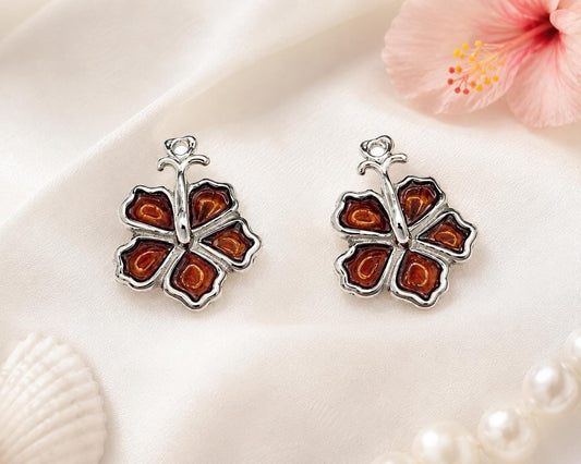 Koa Wood Hibiscus Earrings | 925 Sterling Silver Studs, Gift Box, hawaii, demi fine jewelry, flower stud earrings – handmade Hawaiian jewelry, Island Goddess Jewelry